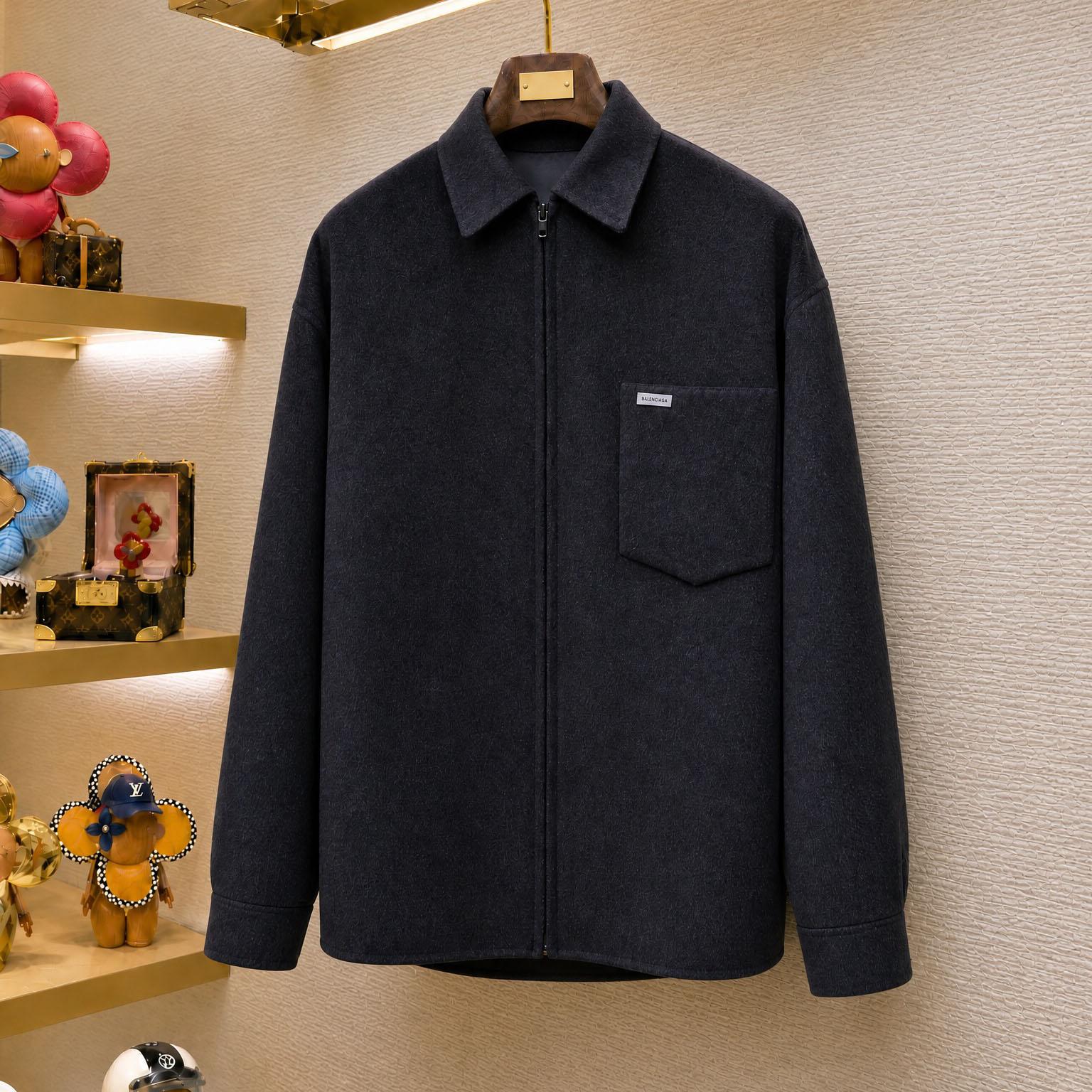 Balenciaga Brushed Wool Overshirt In Heather Grey - DesignerGu