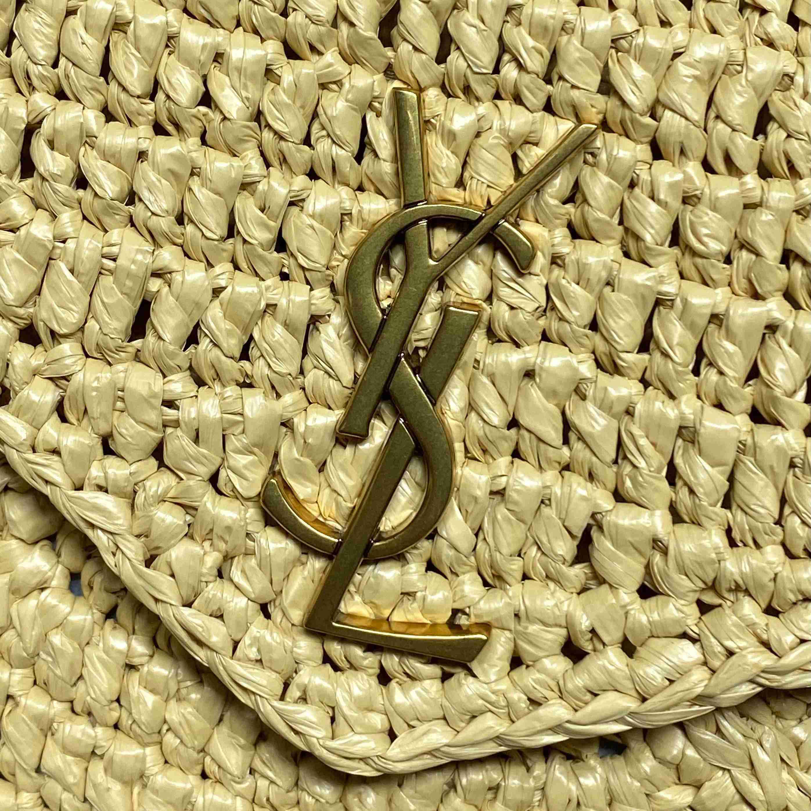 Saint Laurent Cassandre Small Chain Pouch In Raffia - DesignerGu