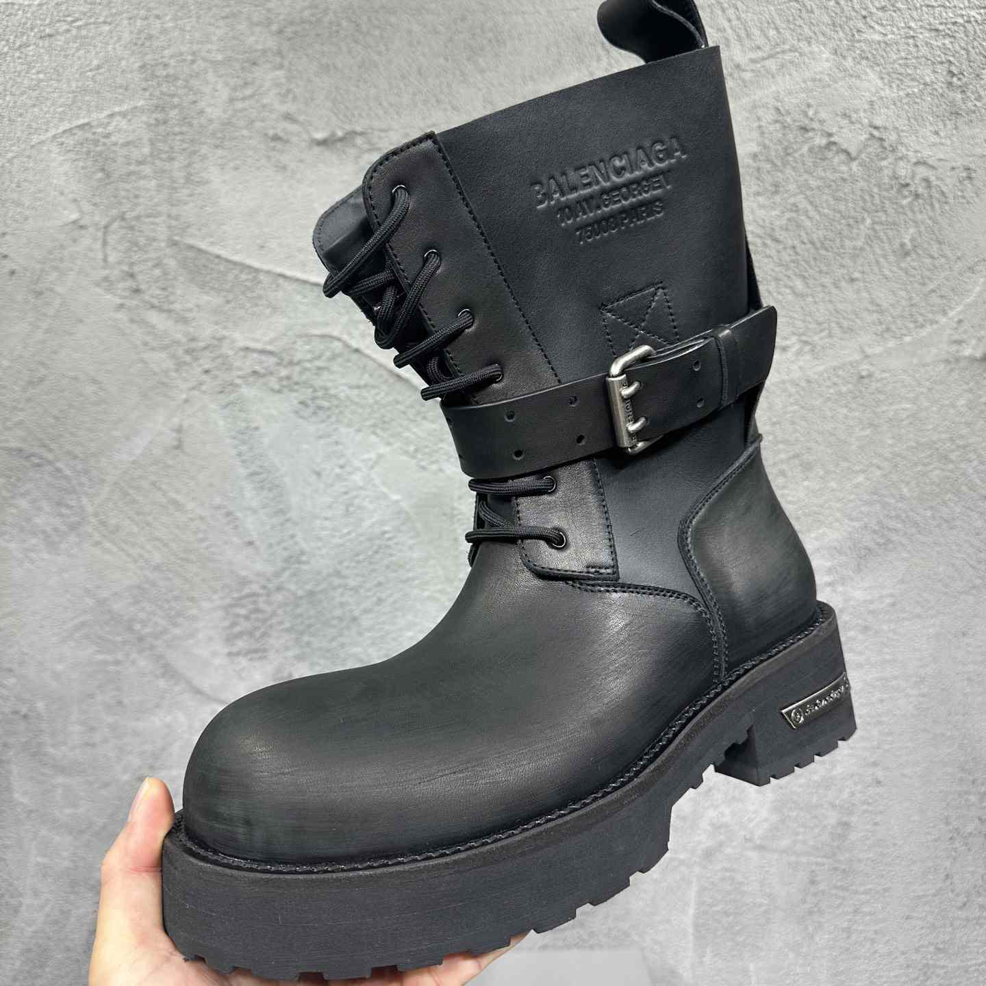 Balenciaga Venom LaceUp Bootie In Black - DesignerGu