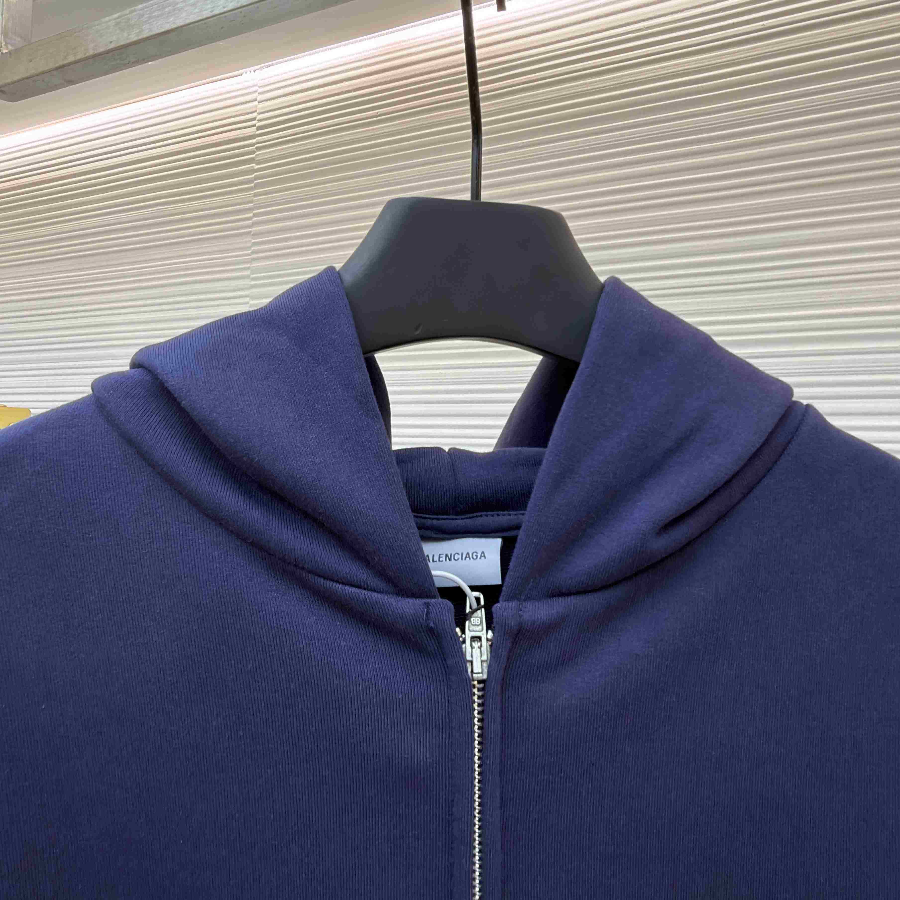Balenciaga Wfp Regular Zip-up Hoodie In Navy - DesignerGu
