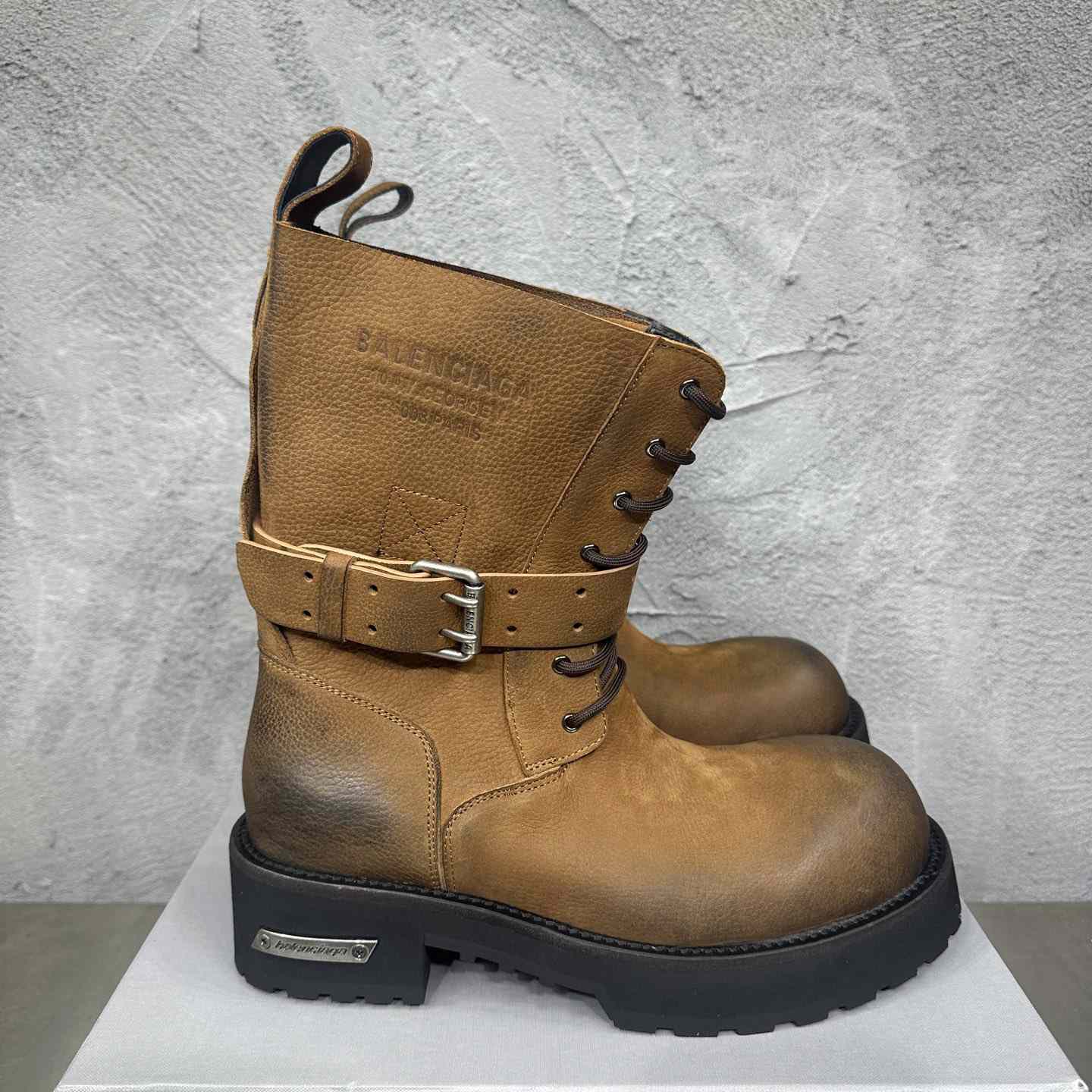 Balenciaga Venom Lace-Up Bootie In Brown - DesignerGu