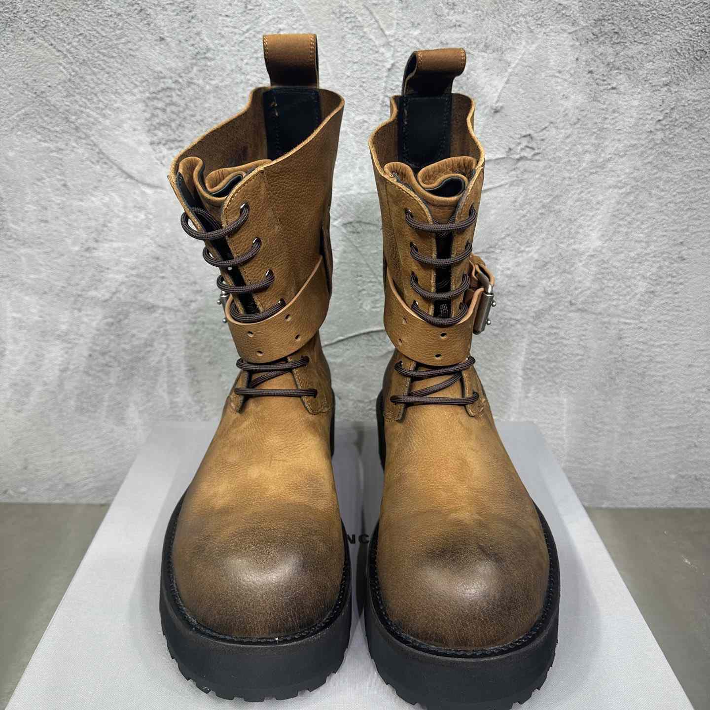 Balenciaga Venom Lace-Up Bootie In Brown - DesignerGu