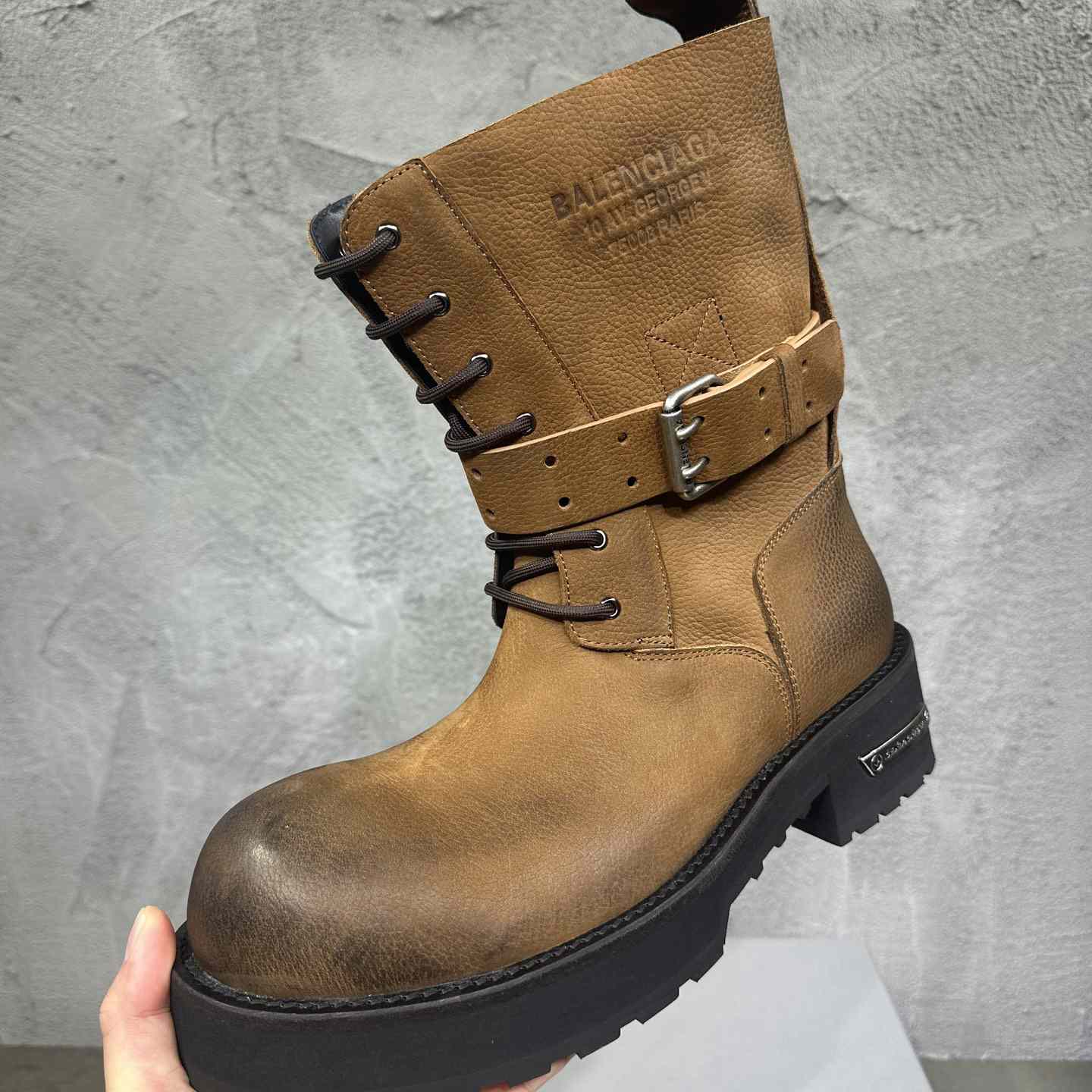 Balenciaga Venom Lace-Up Bootie In Brown - DesignerGu