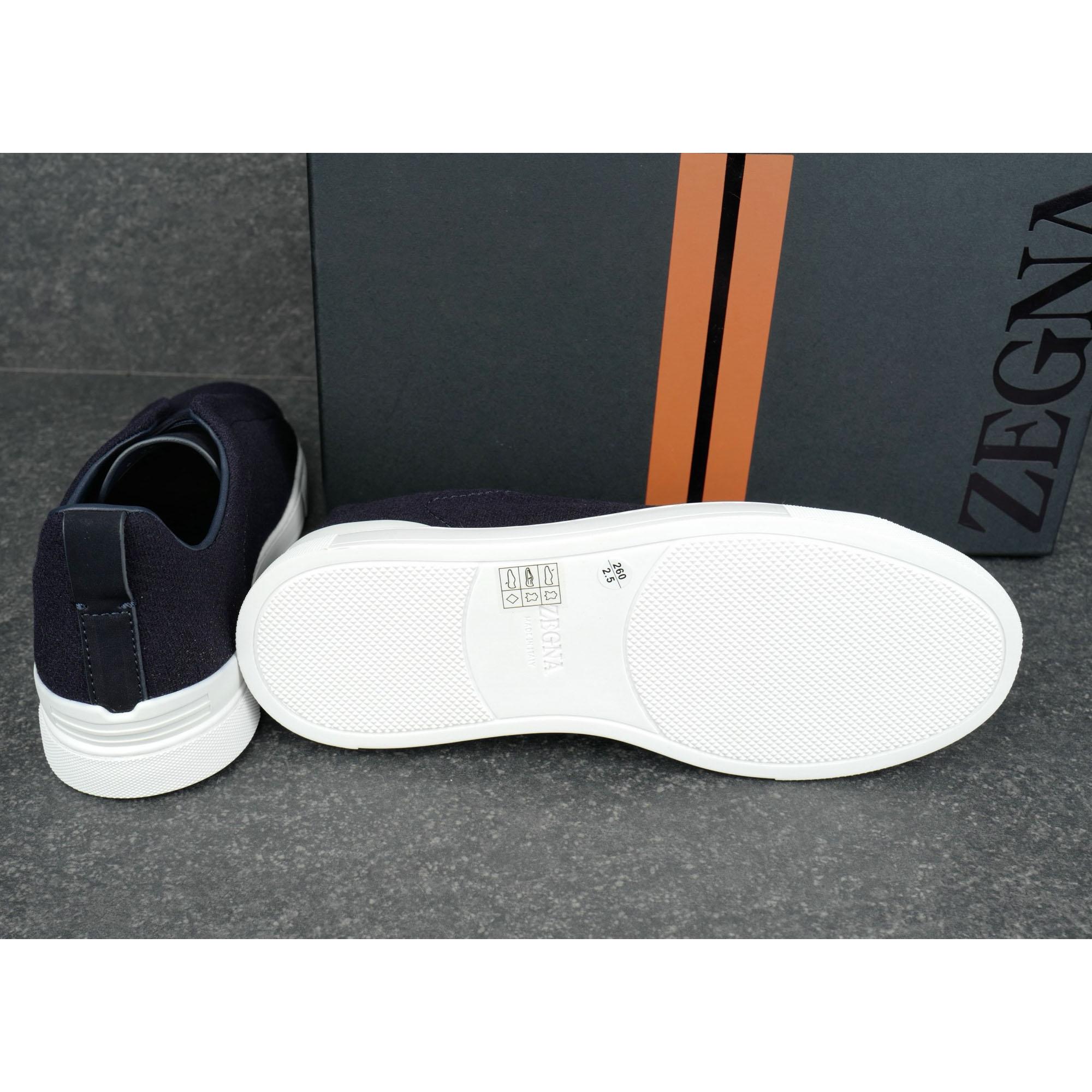ZEGNA Navy Blue Triple Stitch™ Oasi Cashmere Sneakers - DesignerGu