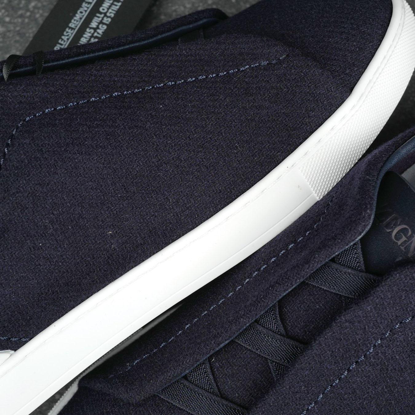 ZEGNA Navy Blue Triple Stitch™ Oasi Cashmere Sneakers - DesignerGu