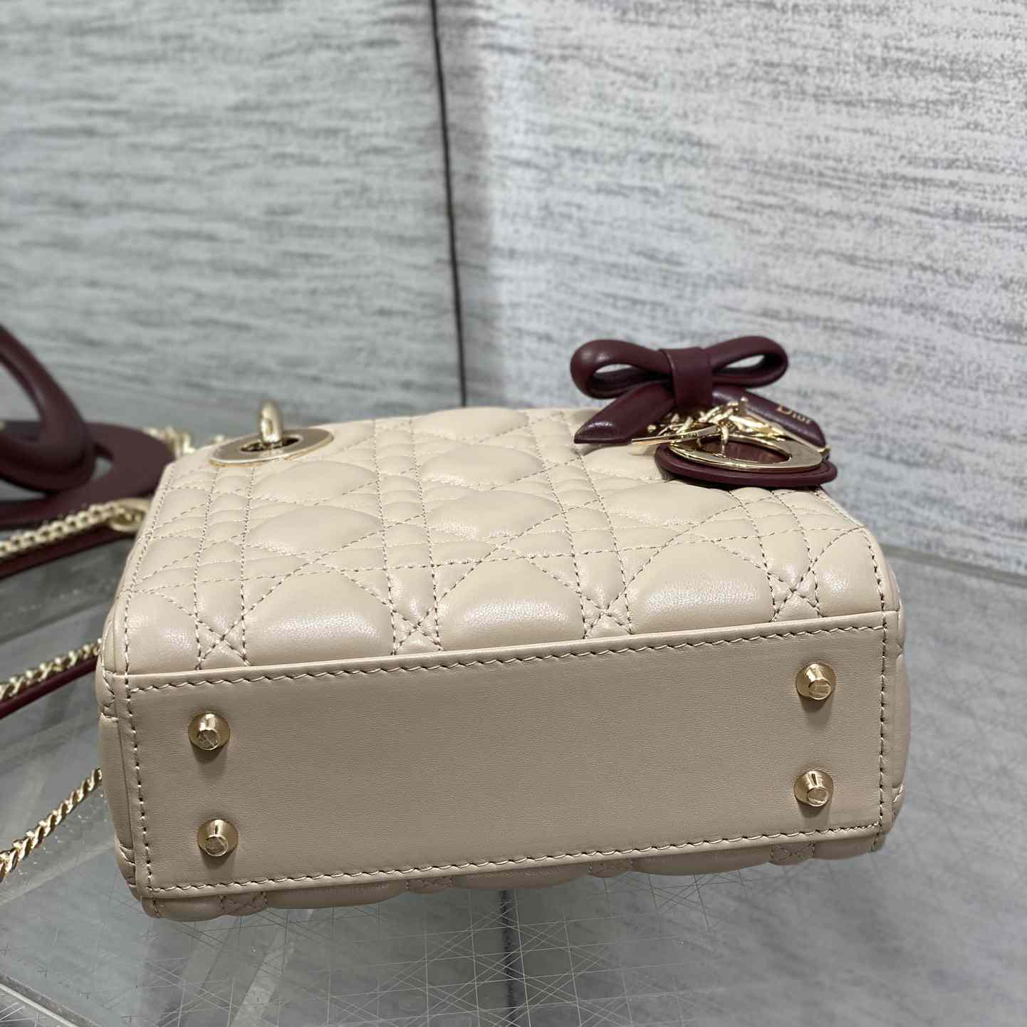 Dior Or Mini Lady Dior Bag With Chain - DesignerGu