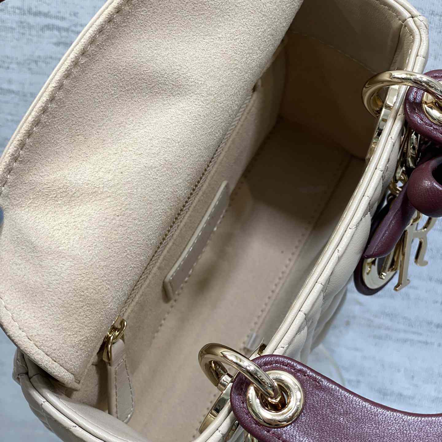 Dior Or Mini Lady Dior Bag With Chain - DesignerGu