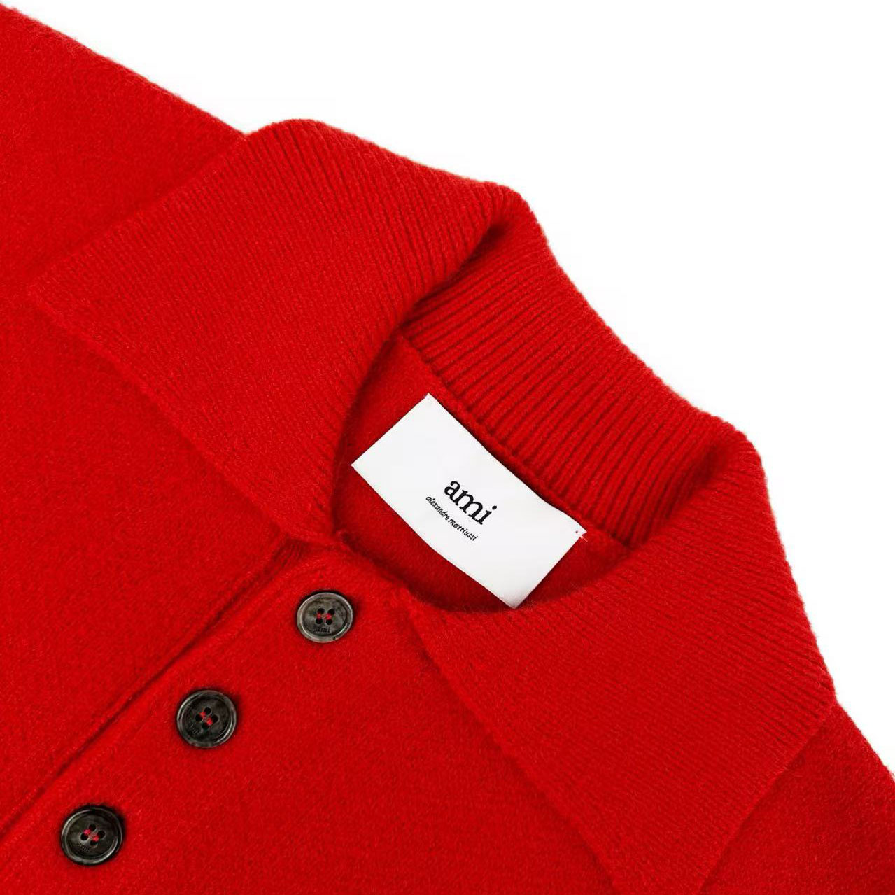 AMI Paris Ami De Coeur Wool Polo Shirt - DesignerGu
