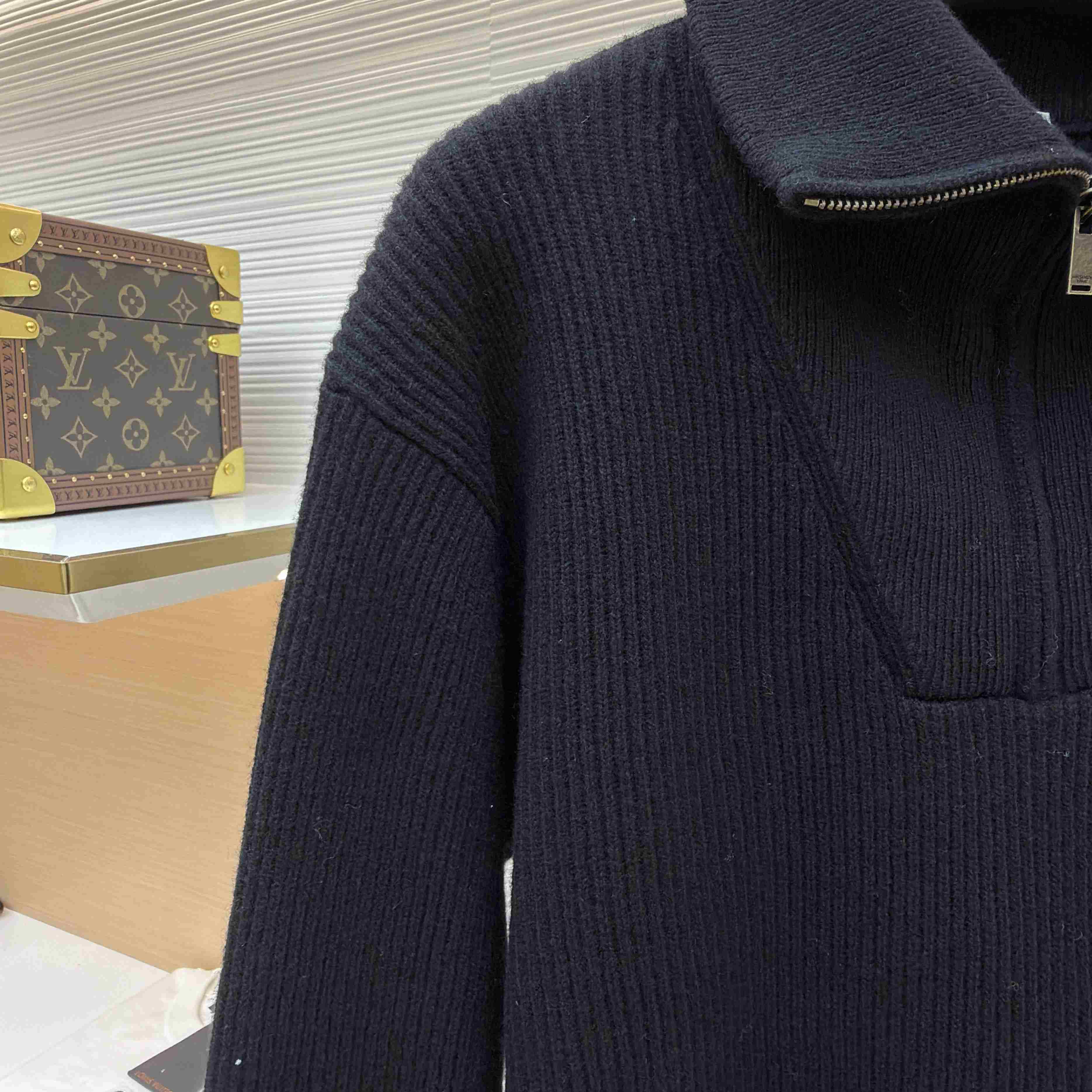 Saint Laurent Half-Zip Sweater In Rib-Knit Wool - DesignerGu