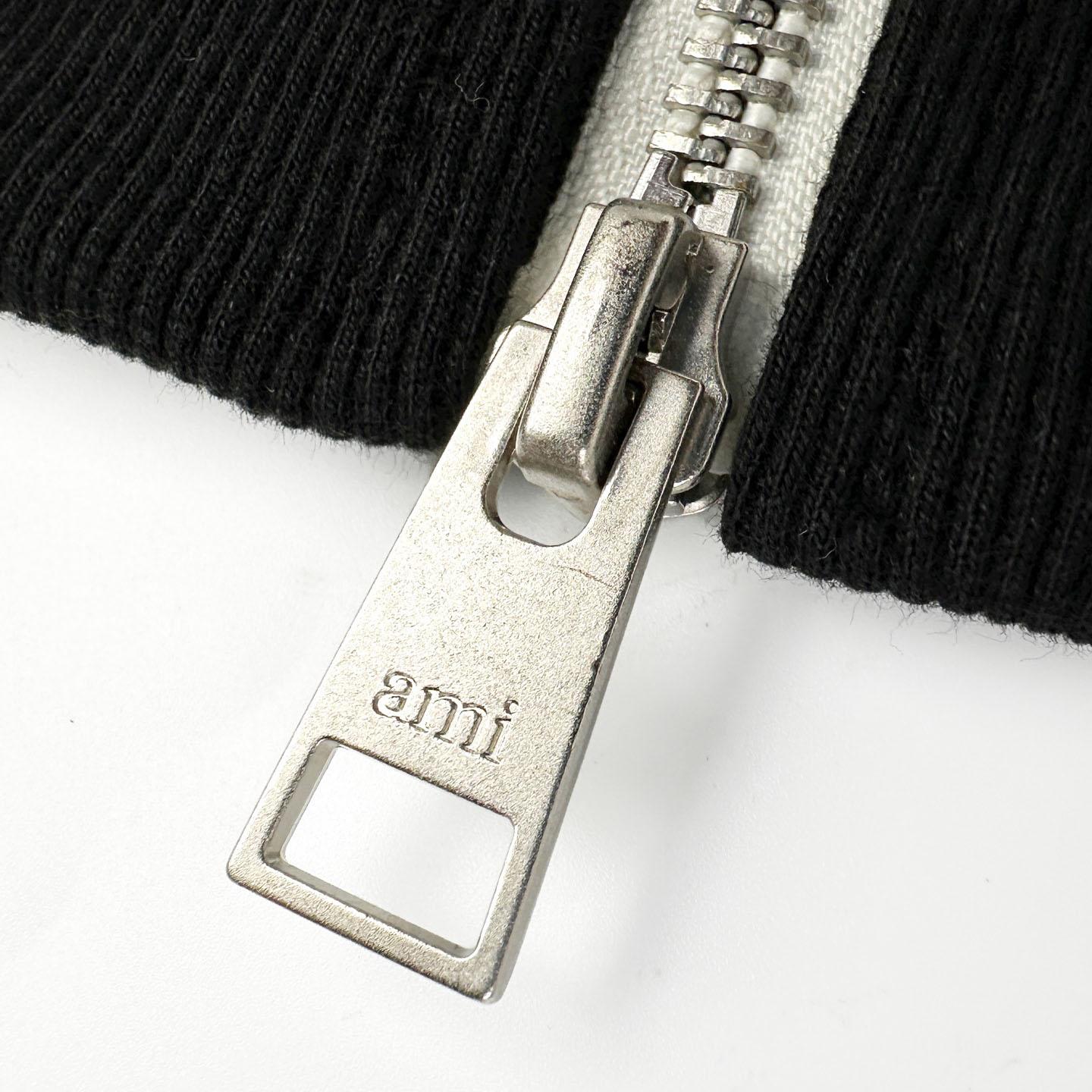 AMI Paris Black Zipped Cotton Sweatshirt With Ami De Coeur - DesignerGu