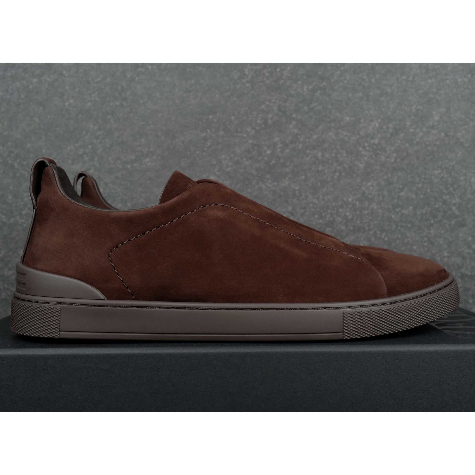Zegna Brown Triple Stitch™ SECONDSKIN Sneakers - DesignerGu