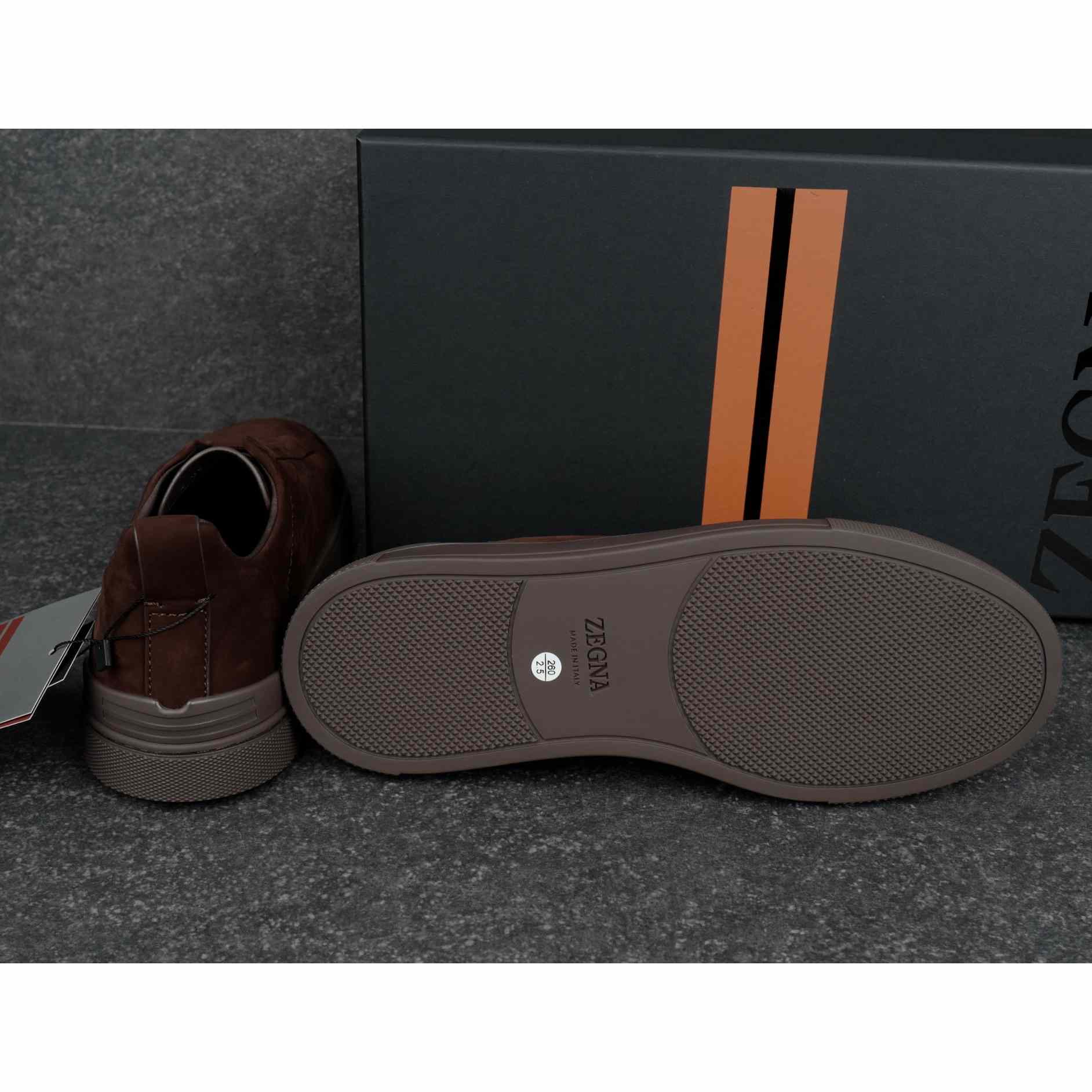 Zegna Brown Triple Stitch™ SECONDSKIN Sneakers - DesignerGu