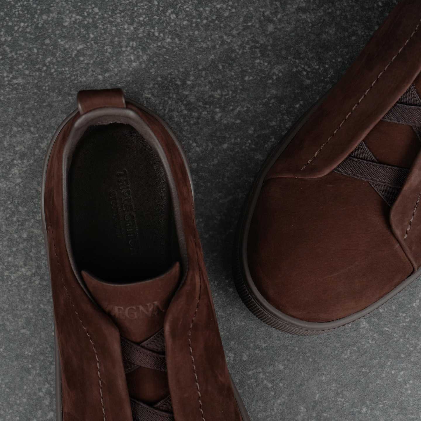 Zegna Brown Triple Stitch™ SECONDSKIN Sneakers - DesignerGu