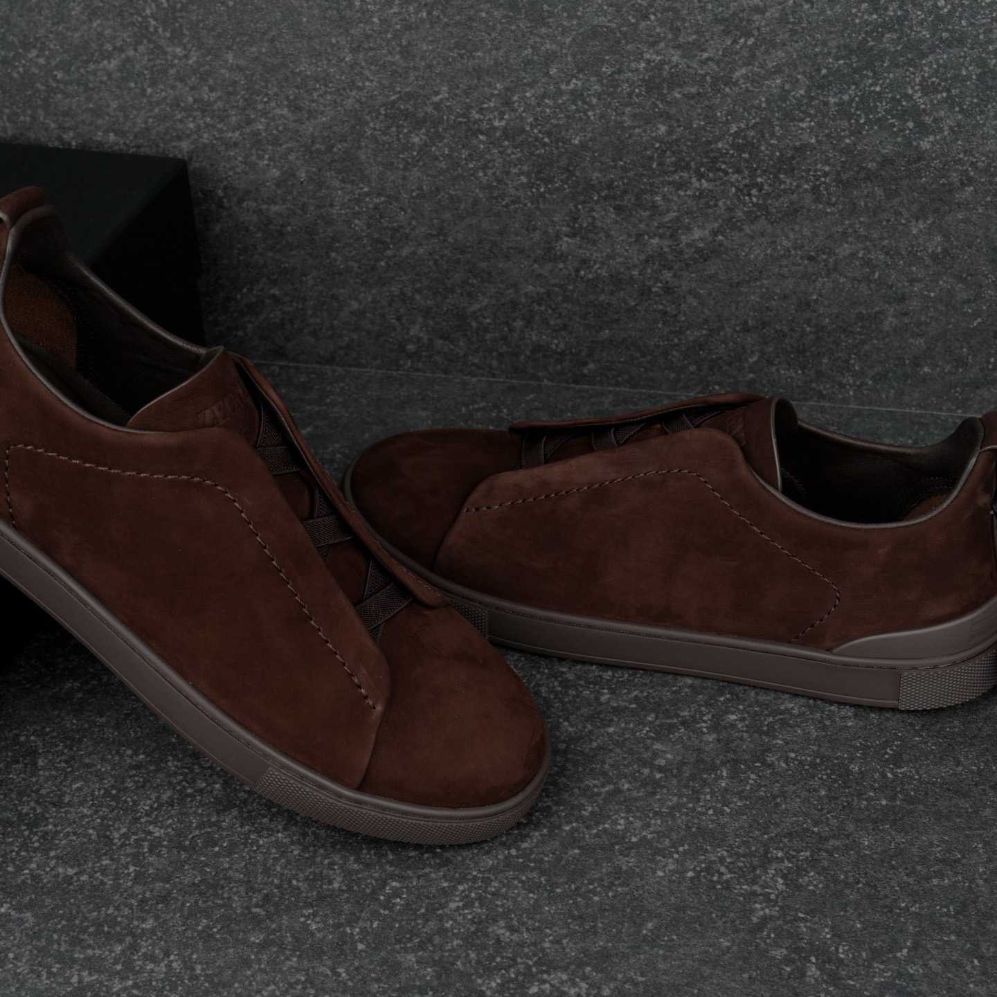 Zegna Brown Triple Stitch™ SECONDSKIN Sneakers - DesignerGu