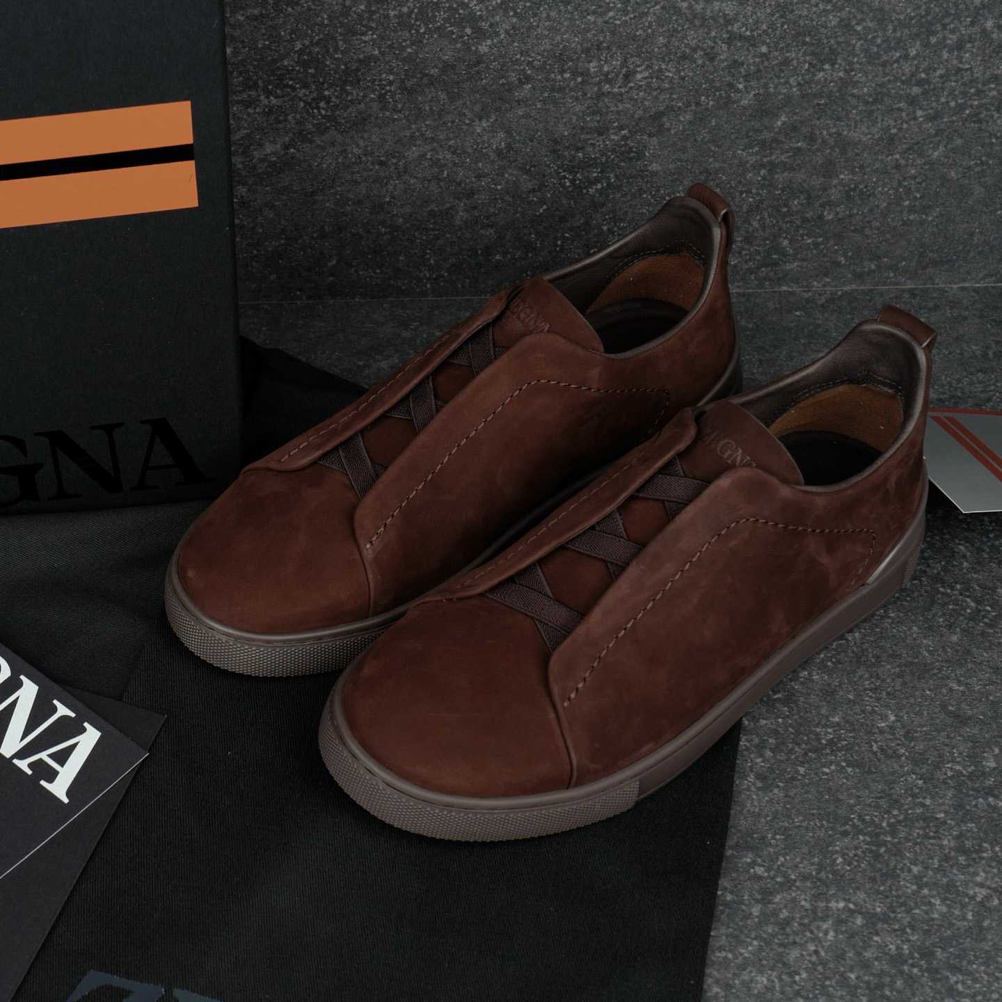 Zegna Brown Triple Stitch™ SECONDSKIN Sneakers - DesignerGu