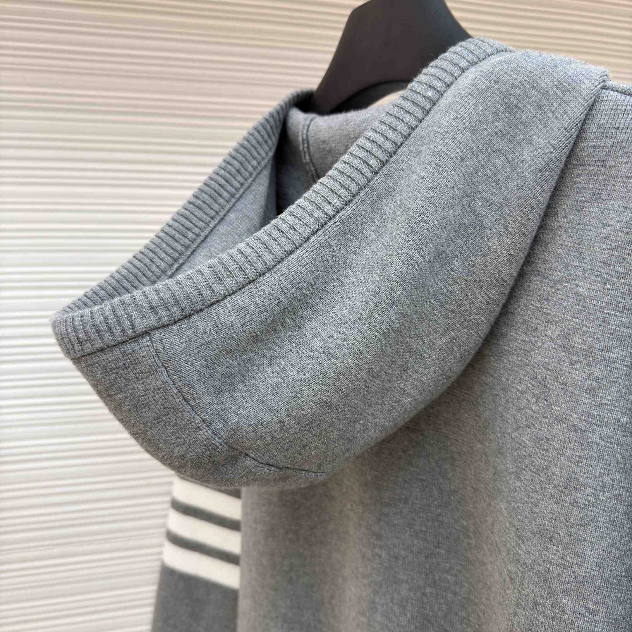 Thom Browne Cotton Ottoman 4-BAR Zip Hoodie - DesignerGu