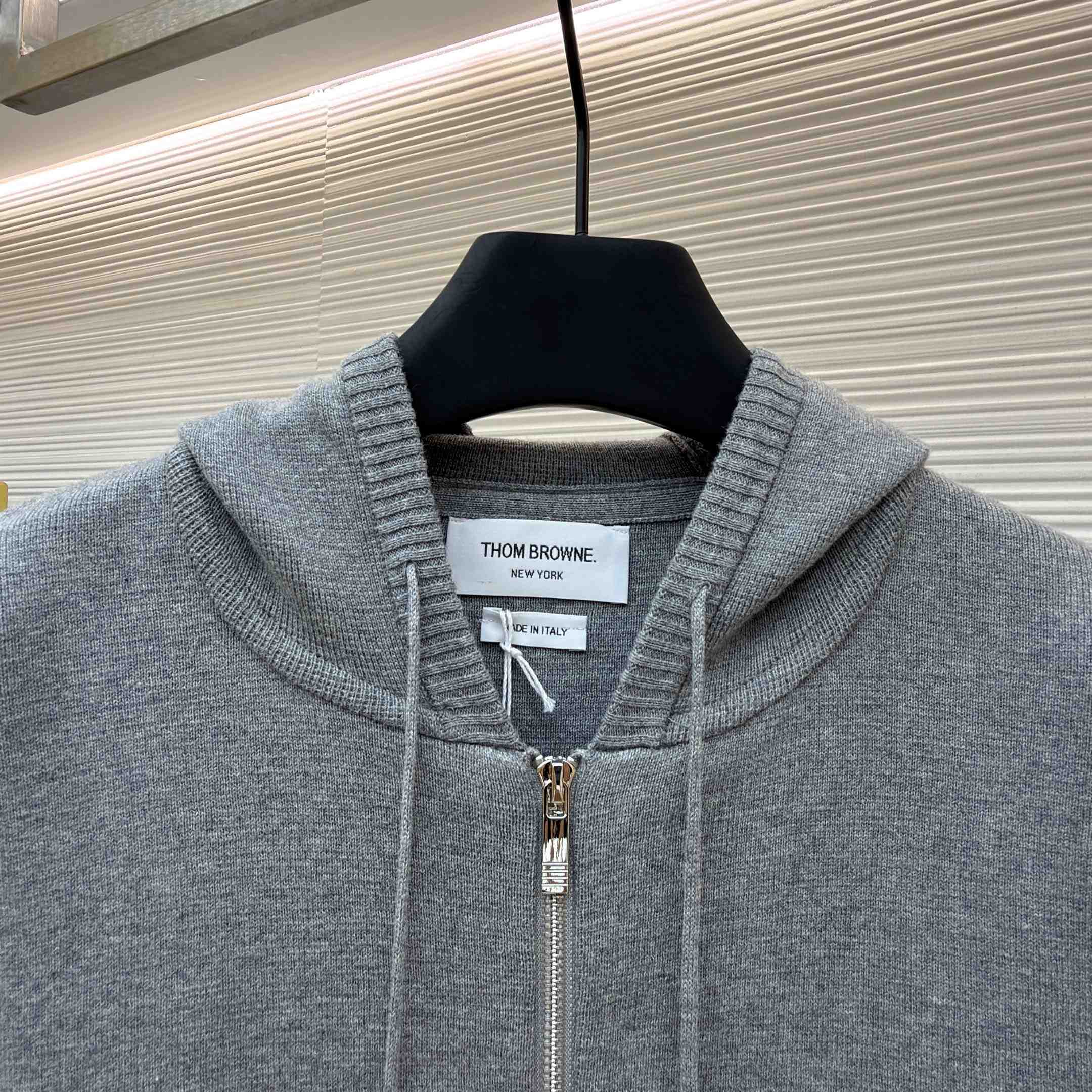 Thom Browne Cotton Ottoman 4-BAR Zip Hoodie - DesignerGu