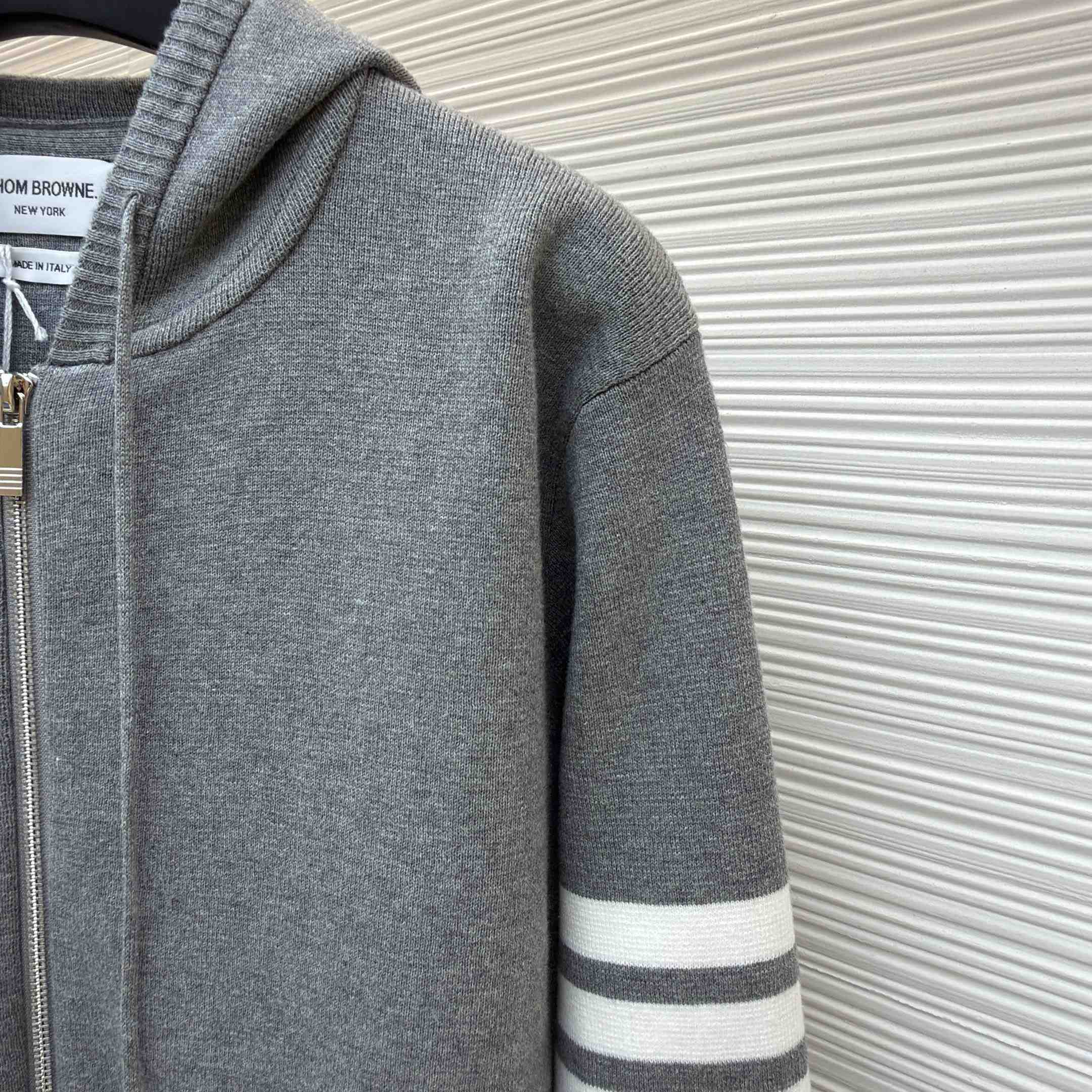 Thom Browne Cotton Ottoman 4-BAR Zip Hoodie - DesignerGu