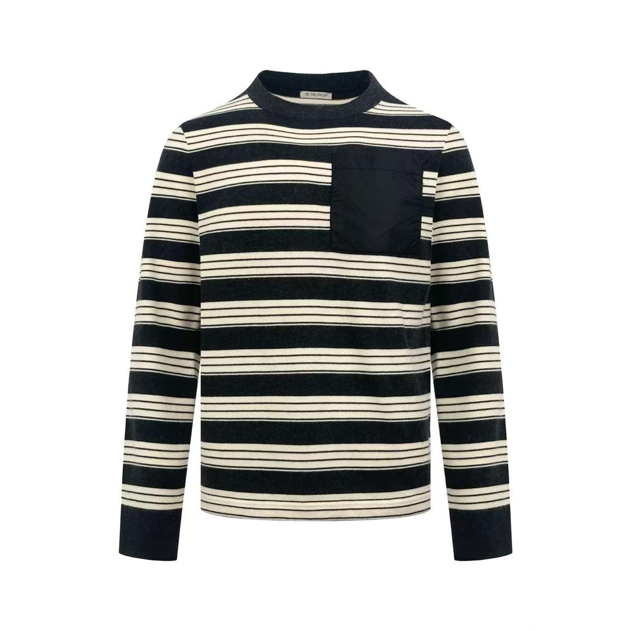 Moncler Stripe Patch-Pocket Long-Sleeve T-Shirt - DesignerGu