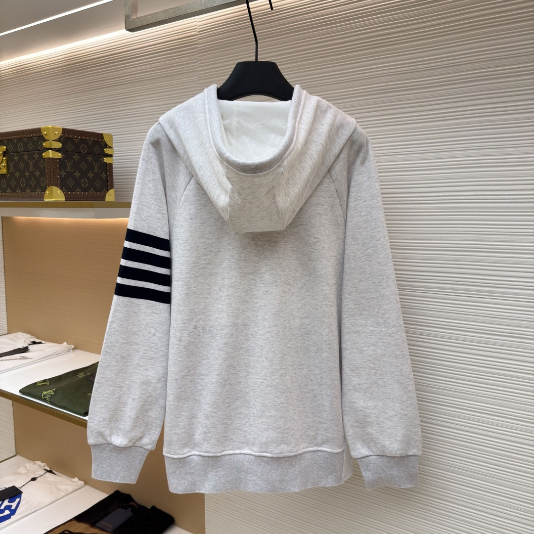 Thom Browne Classic Loopback 4-Bar Zip Up Hoodie - DesignerGu