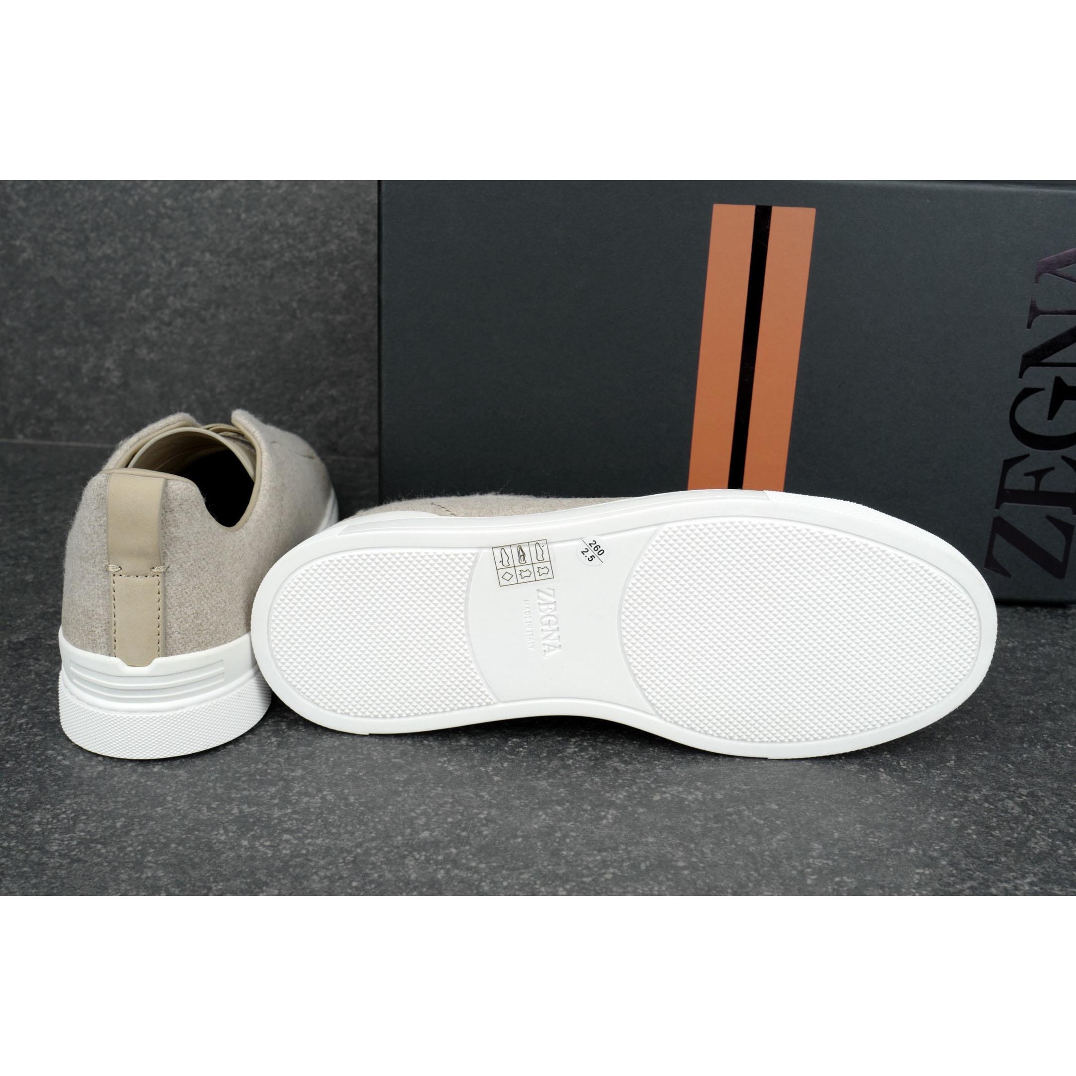ZEGNA Light Taupe Triple Stitch™ Oasi Cashmere Sneakers - DesignerGu