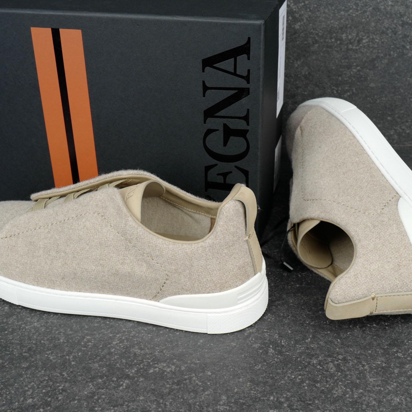 ZEGNA Light Taupe Triple Stitch™ Oasi Cashmere Sneakers - DesignerGu