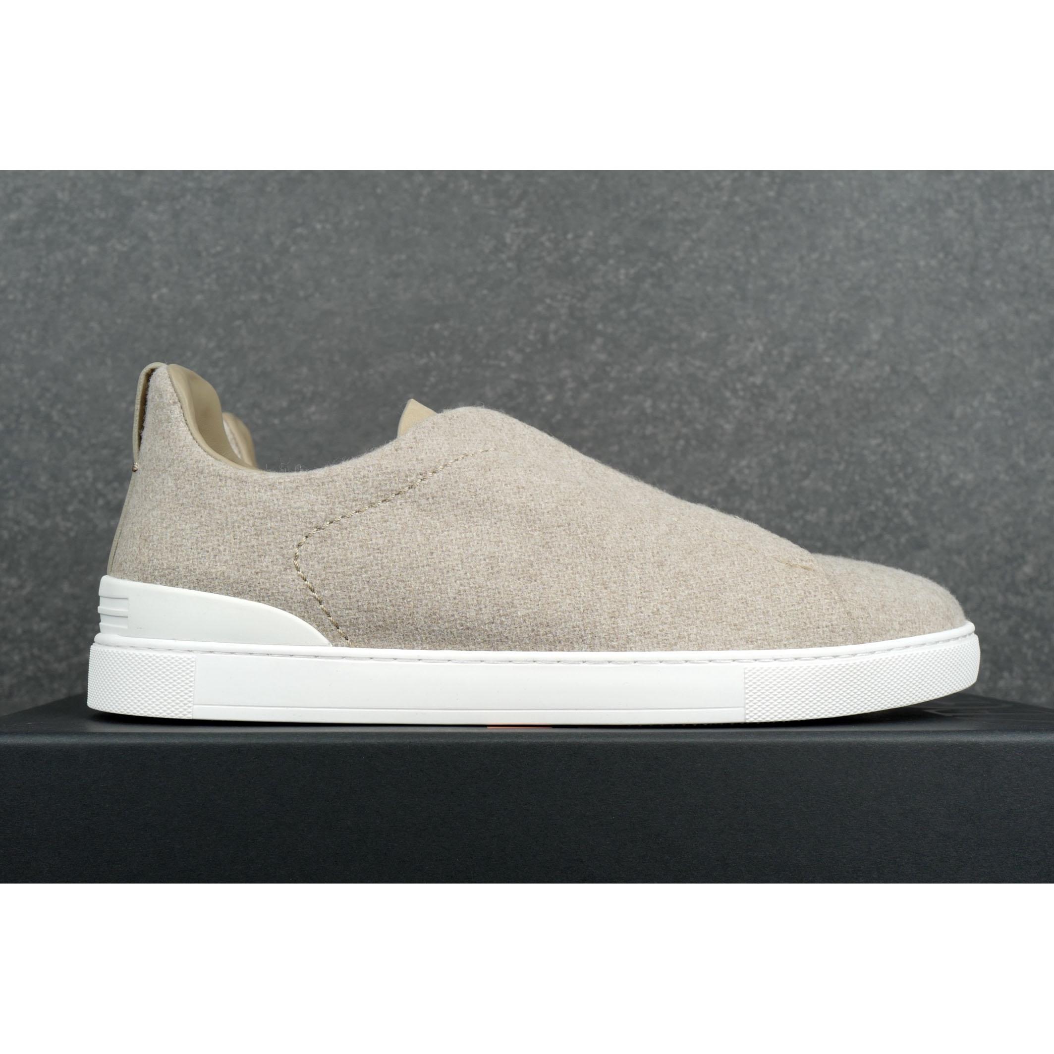 ZEGNA Light Taupe Triple Stitch™ Oasi Cashmere Sneakers - DesignerGu