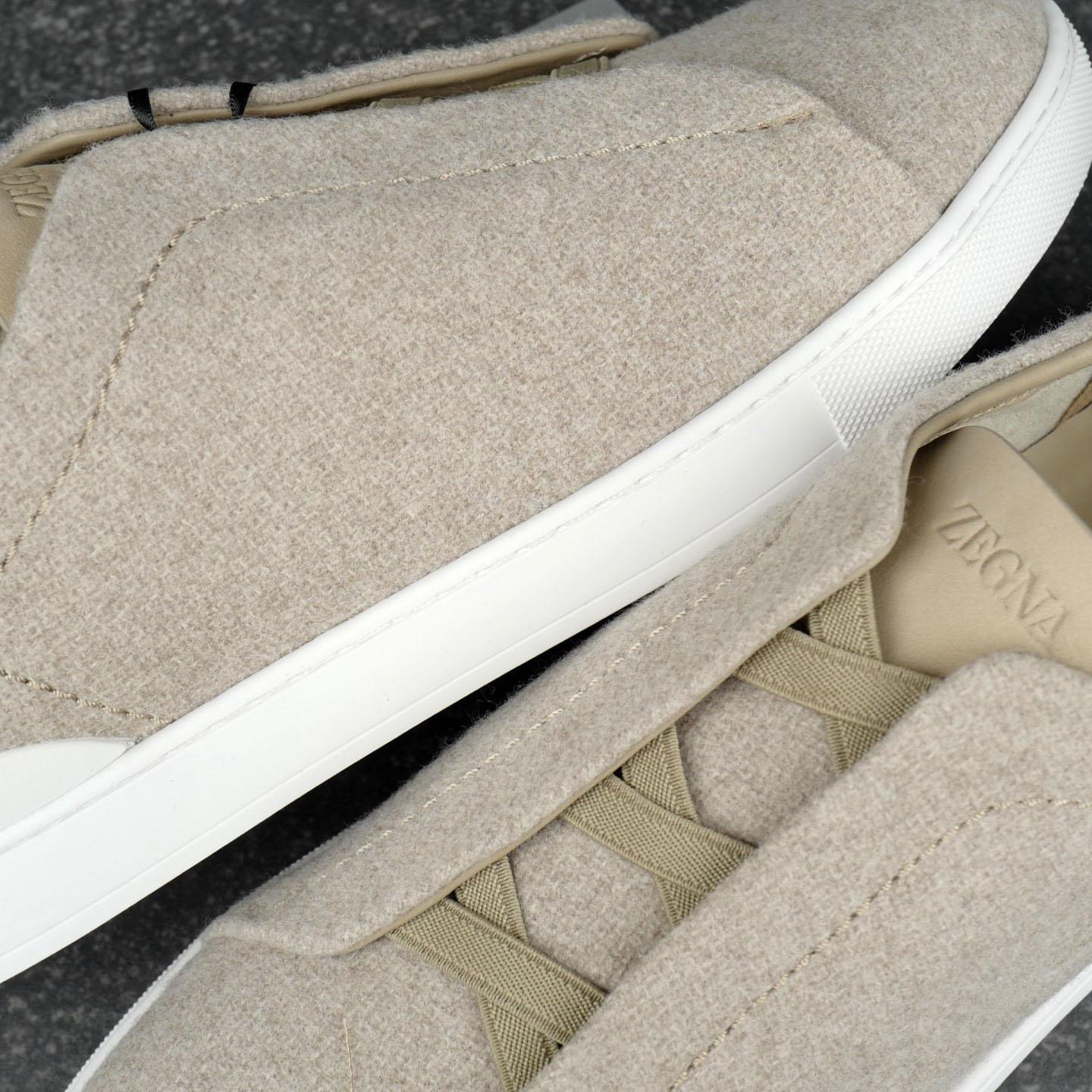 ZEGNA Light Taupe Triple Stitch™ Oasi Cashmere Sneakers - DesignerGu