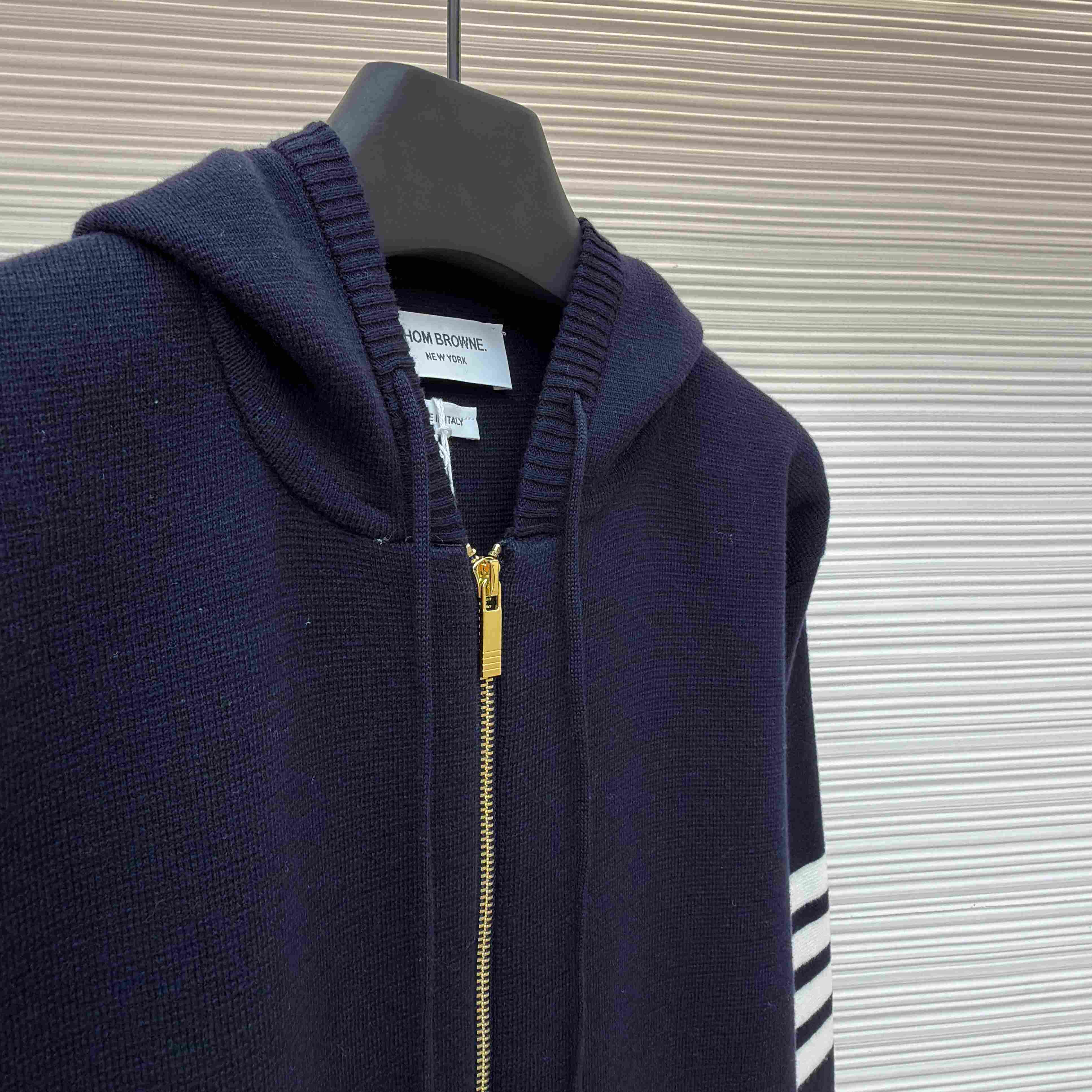 Thom Browne Cotton Ottoman 4-BAR Zip Hoodie - DesignerGu