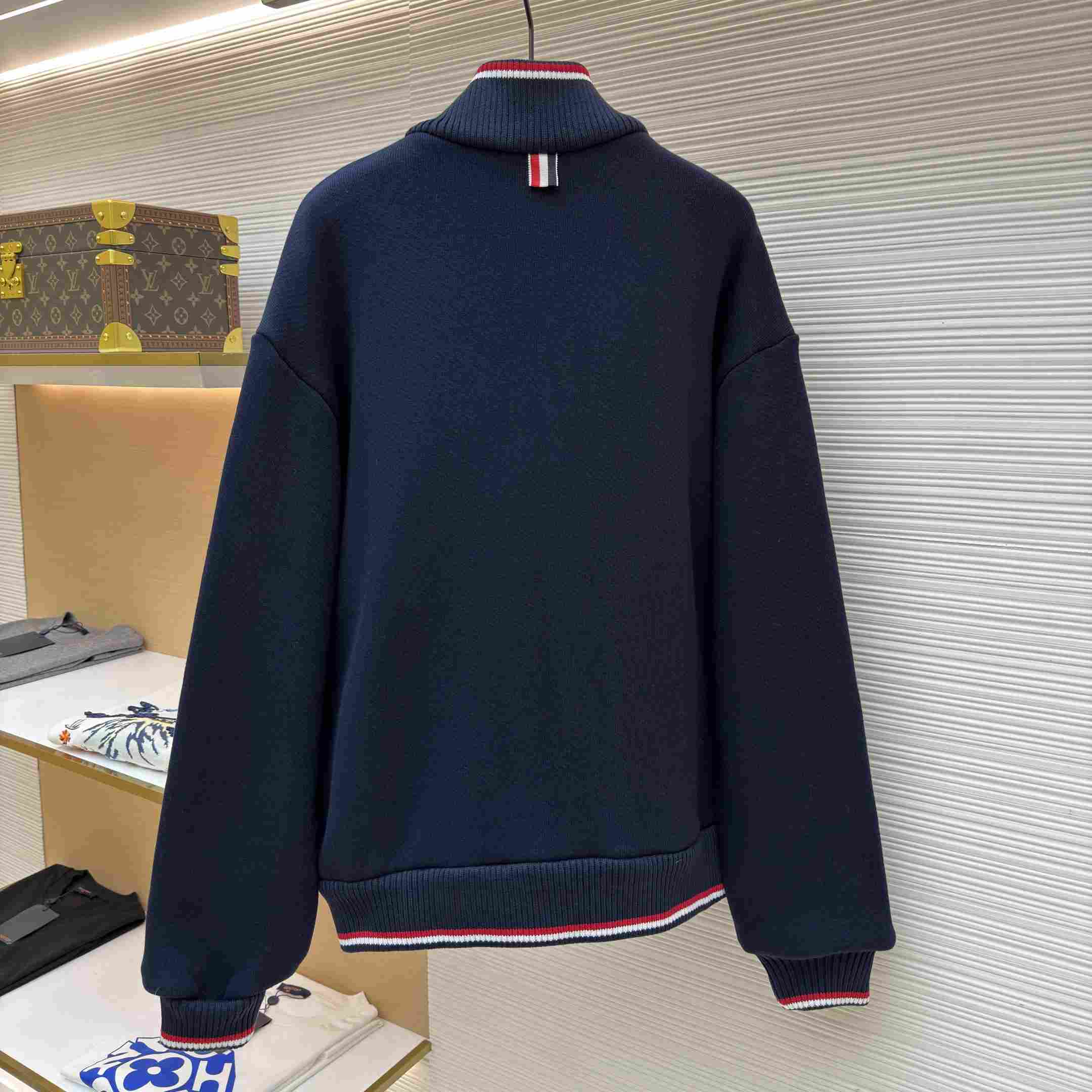 Thom Browne Loopback Oversized RWB Stripe Jacket - DesignerGu
