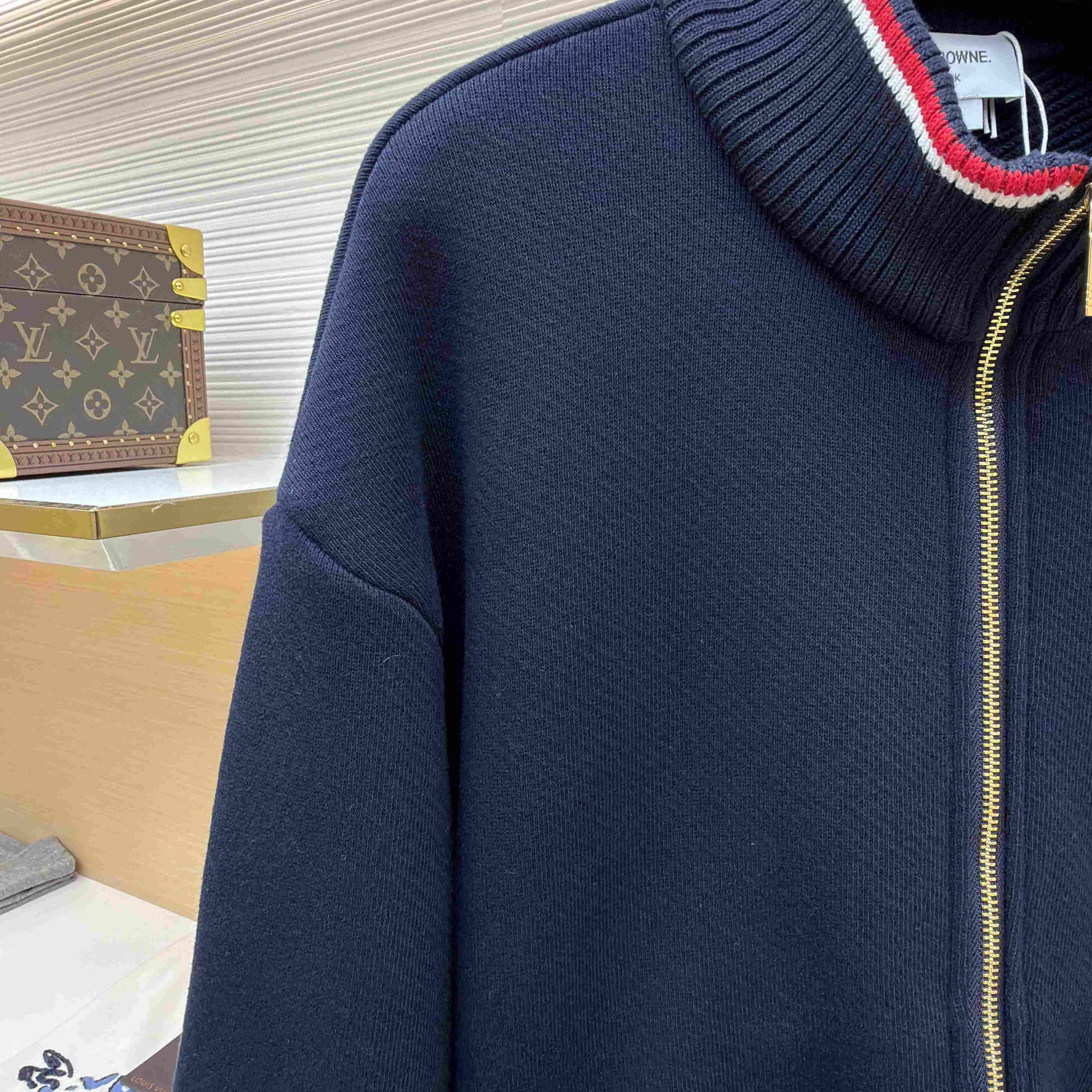 Thom Browne Loopback Oversized RWB Stripe Jacket - DesignerGu