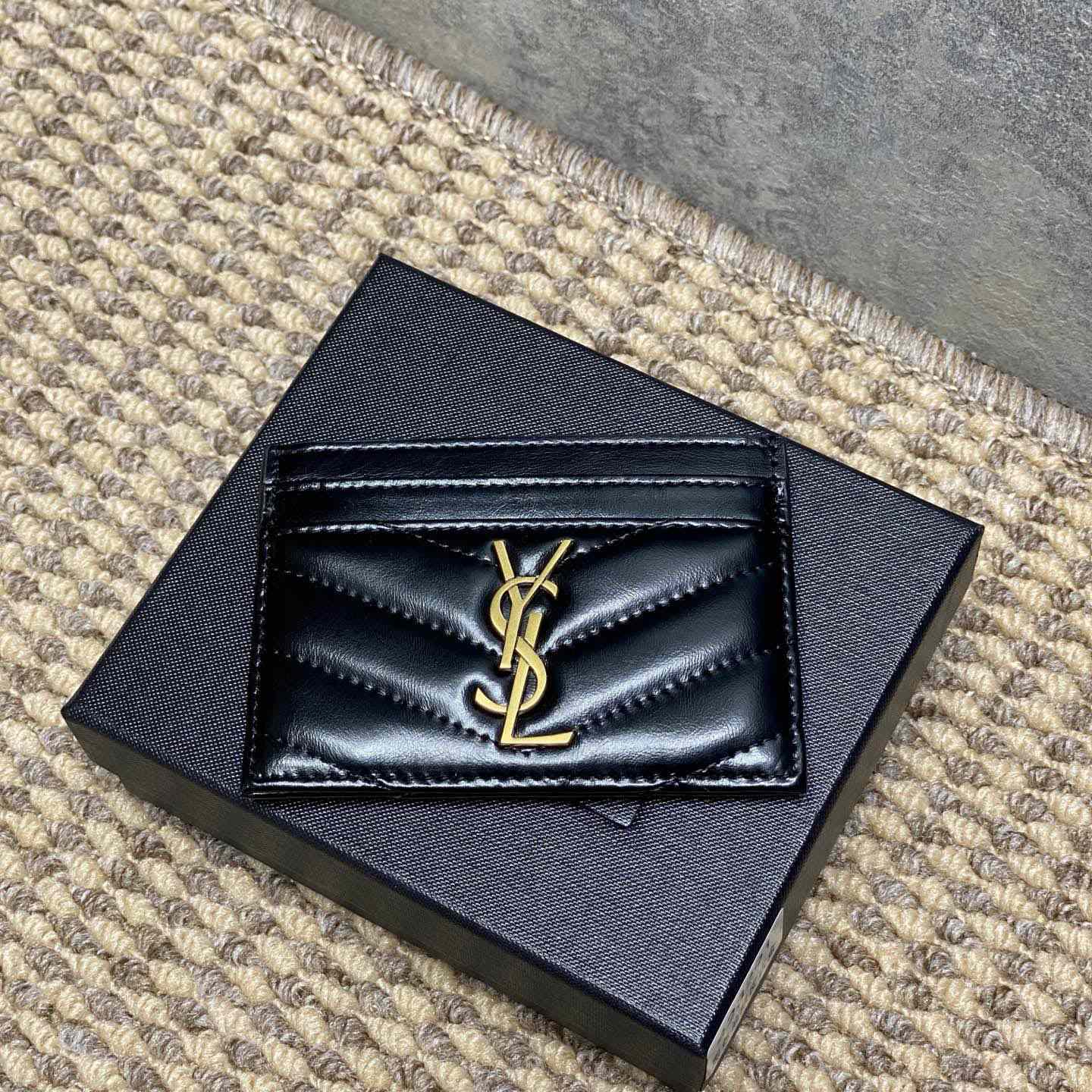 Saint Laurent Lambskin Cassandre Card Holder - DesignerGu