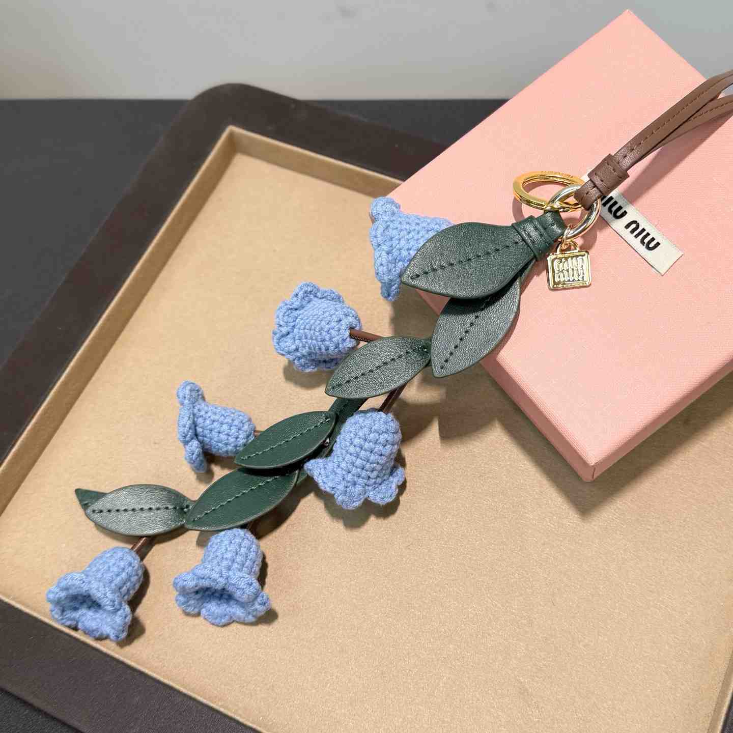 Miu Miu Trick Leather Keyring - DesignerGu