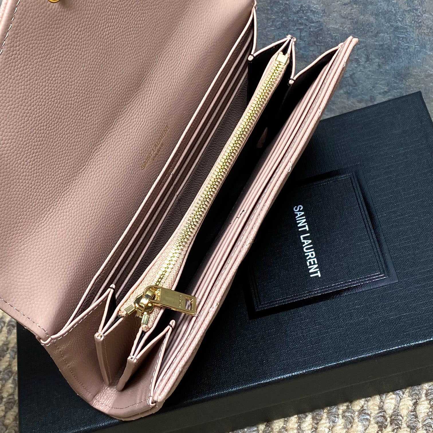 Saint Laurent Cassandre YSL Monogram Large Flap Wallet In Grained Leather - DesignerGu