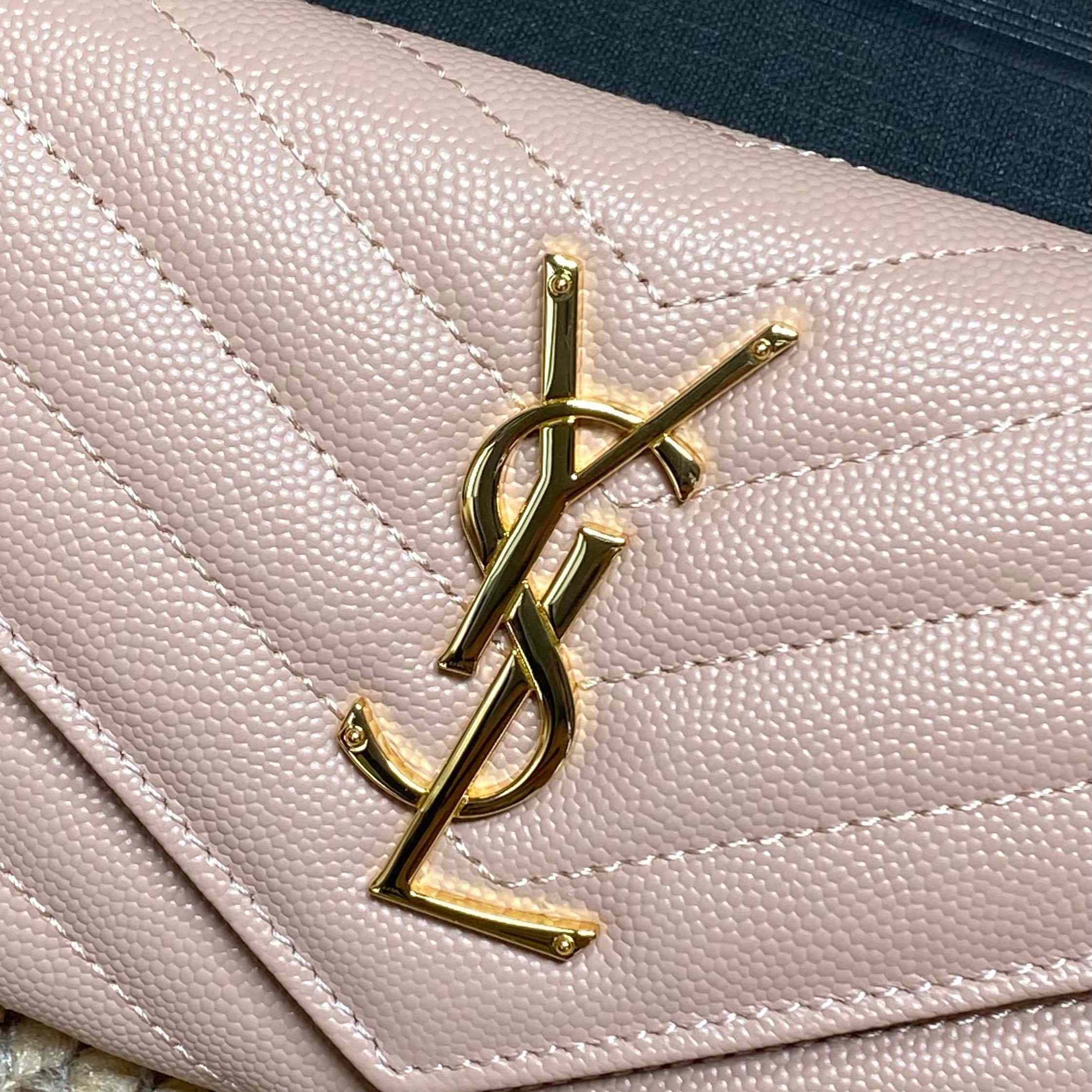 Saint Laurent Cassandre YSL Monogram Large Flap Wallet In Grained Leather - DesignerGu