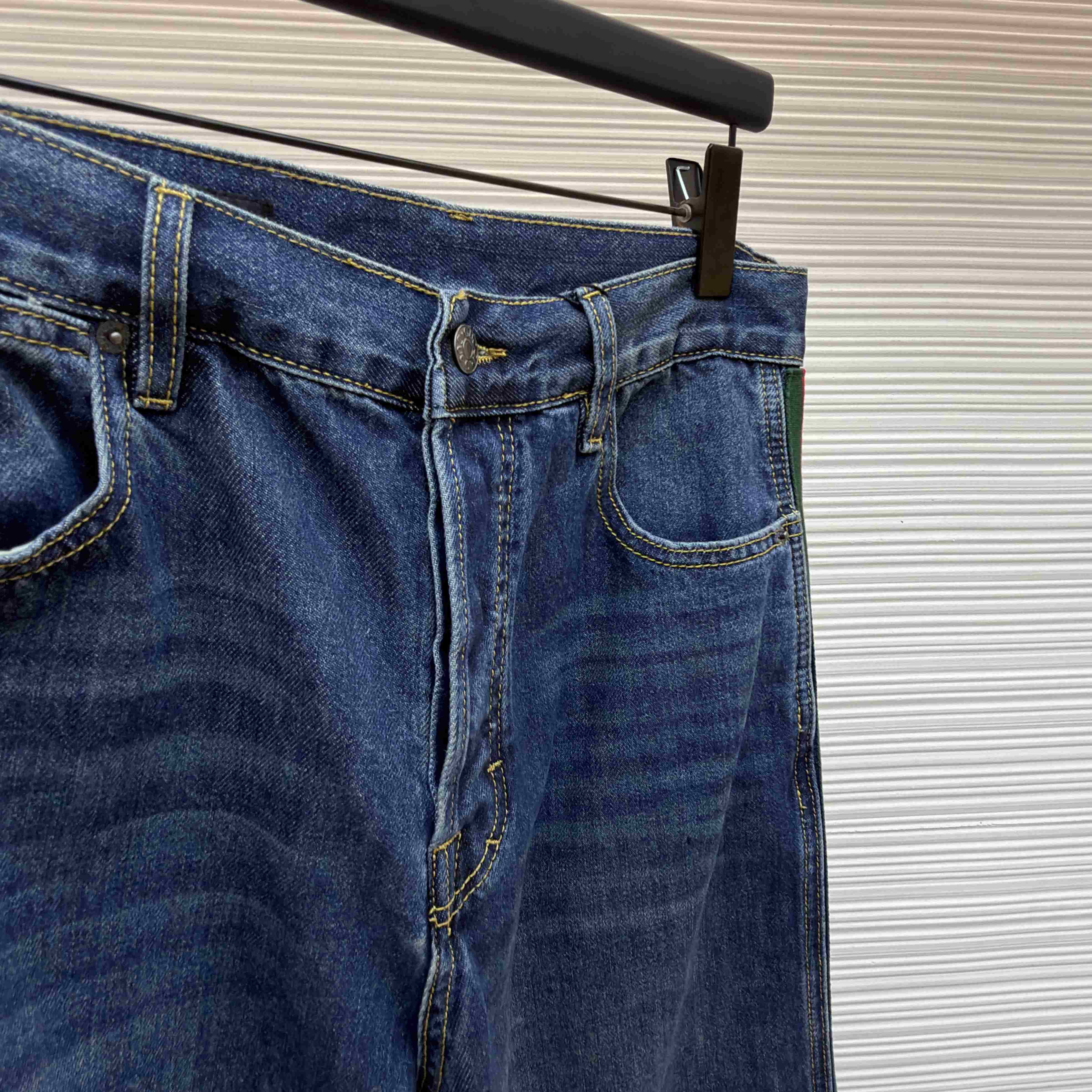 Gucci Cotton Denim Pants With Web Insert - DesignerGu