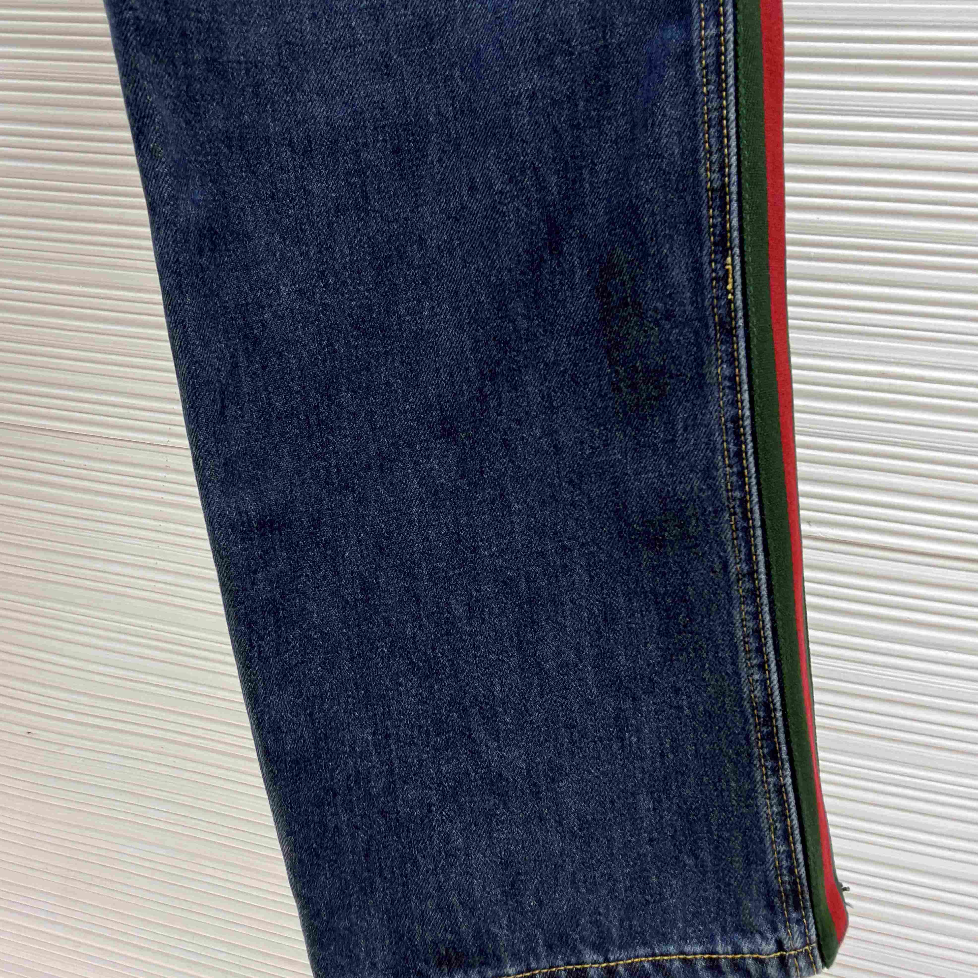 Gucci Cotton Denim Pants With Web Insert - DesignerGu