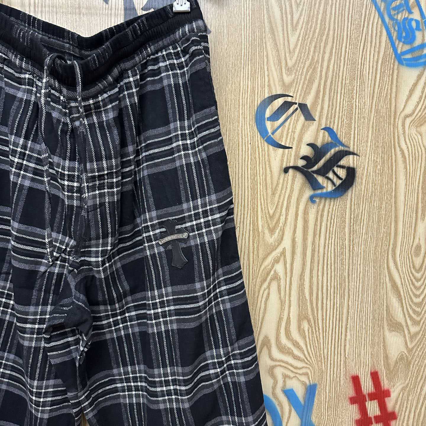 Chrome Hearts  After School Cross Patch Flannel Pants - DesignerGu