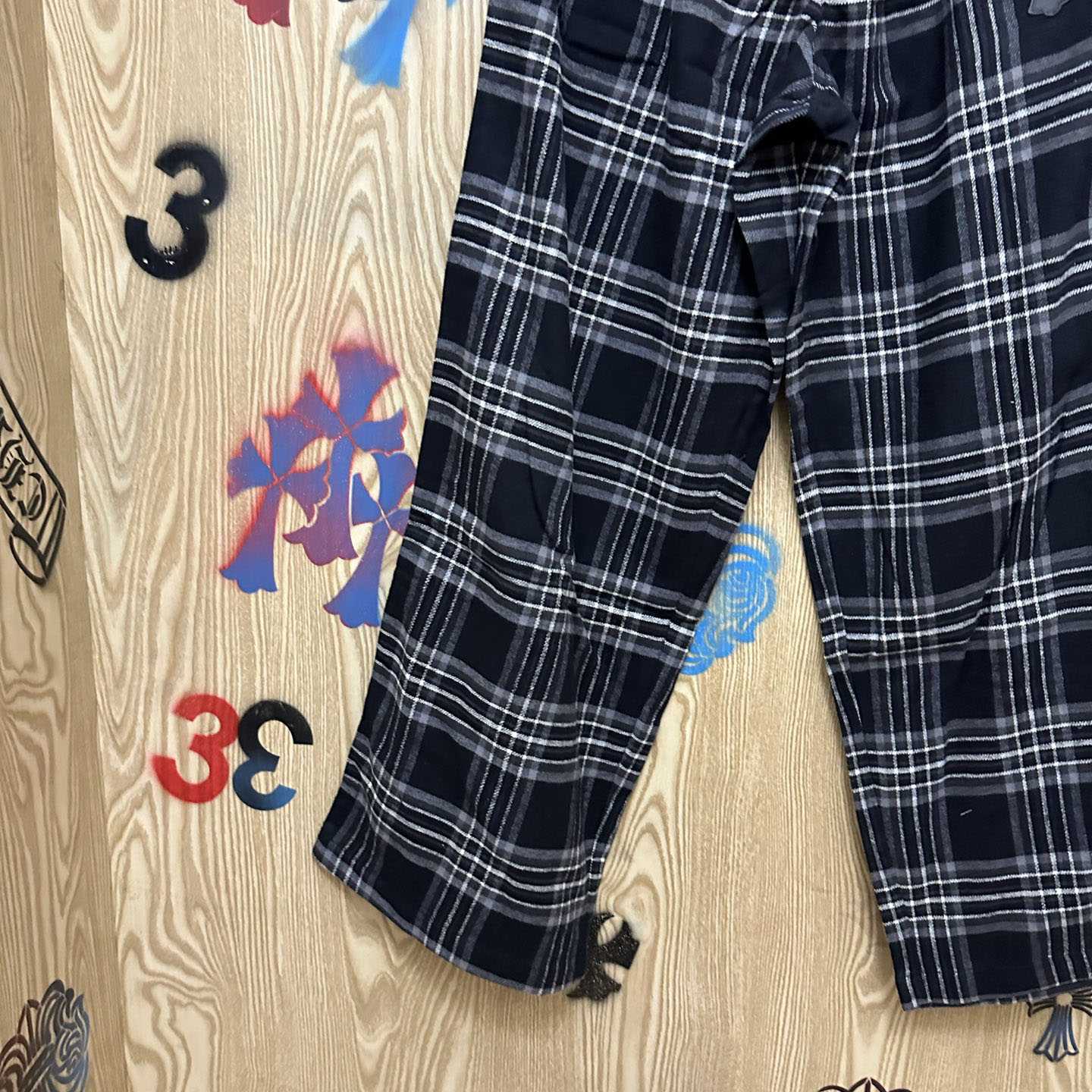 Chrome Hearts  After School Cross Patch Flannel Pants - DesignerGu