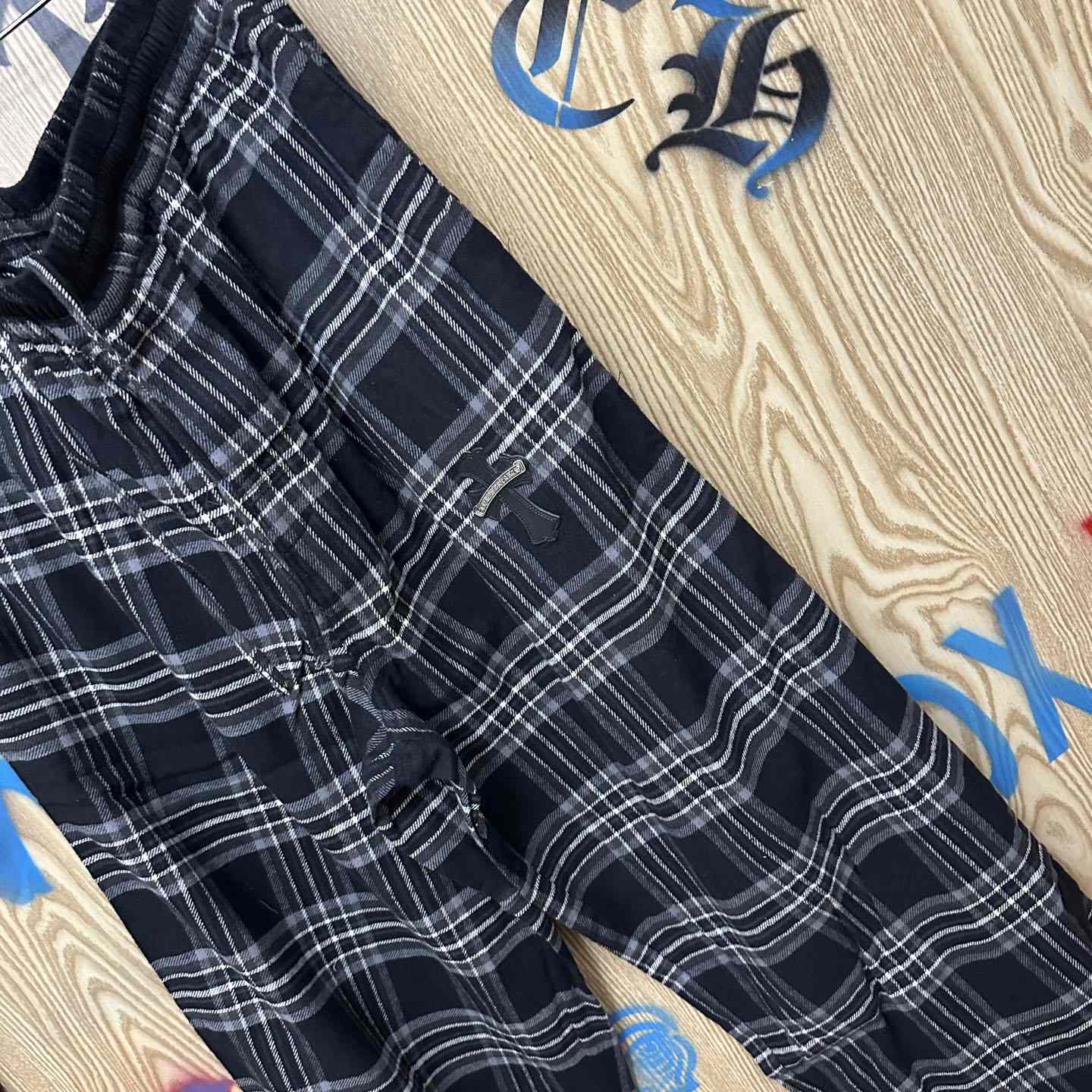 Chrome Hearts  After School Cross Patch Flannel Pants - DesignerGu