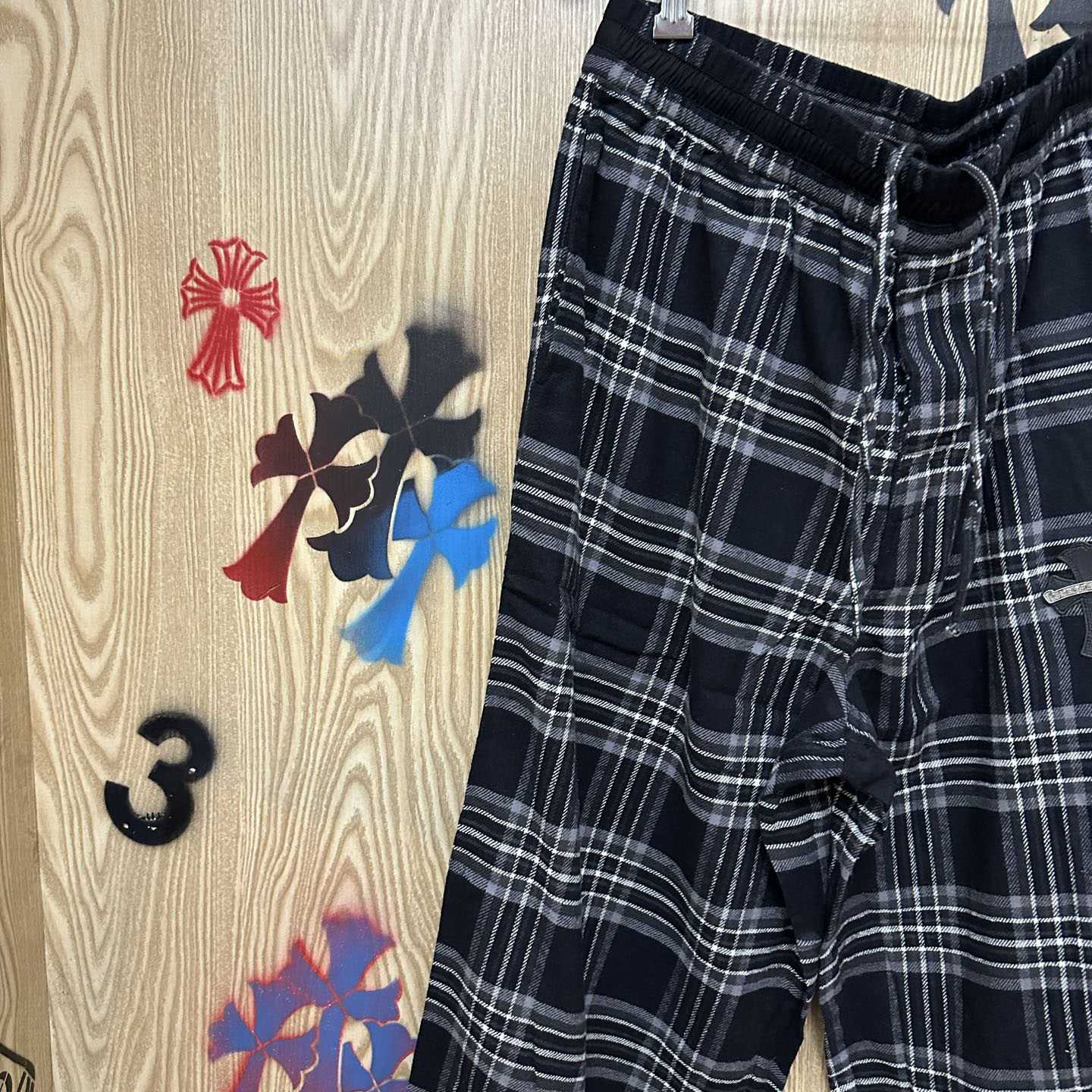 Chrome Hearts  After School Cross Patch Flannel Pants - DesignerGu