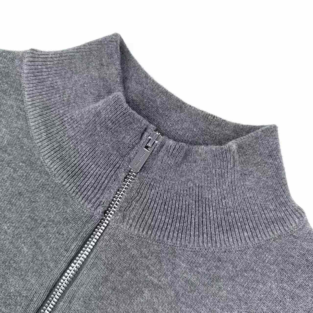 Miu Miu Half-zip Embroidered-Logo Sweater - DesignerGu