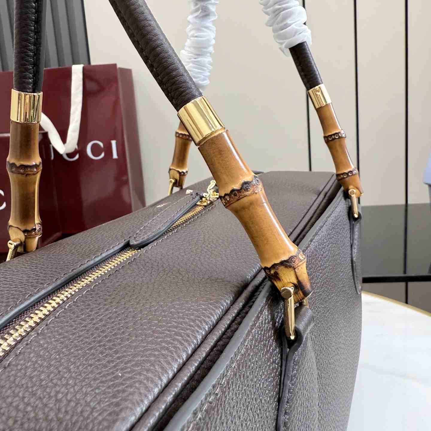 Gucci Large Boston Bag With Bamboo A006OD - DesignerGu