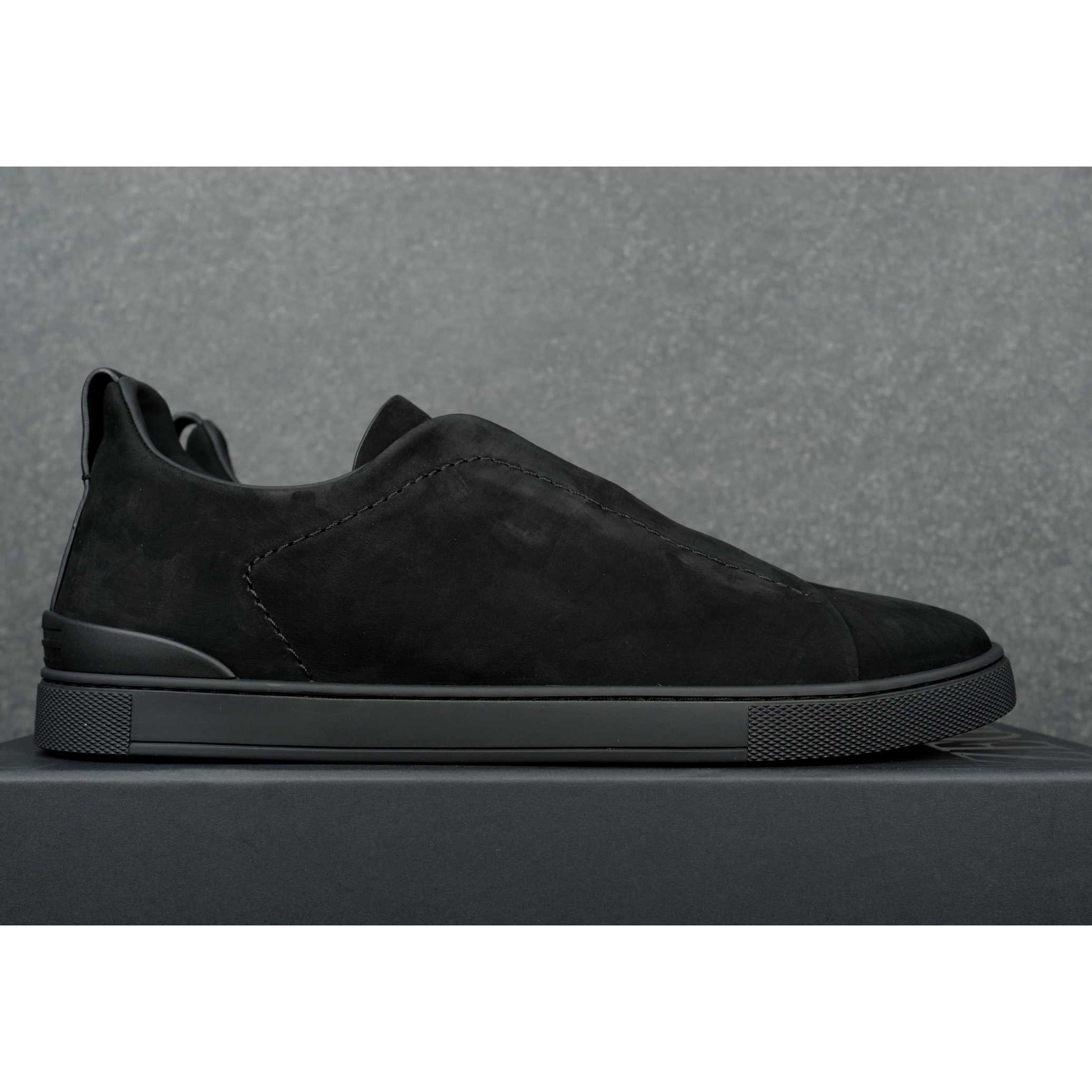 Zegna Black Triple Stitch™ SECONDSKIN Sneakers - DesignerGu