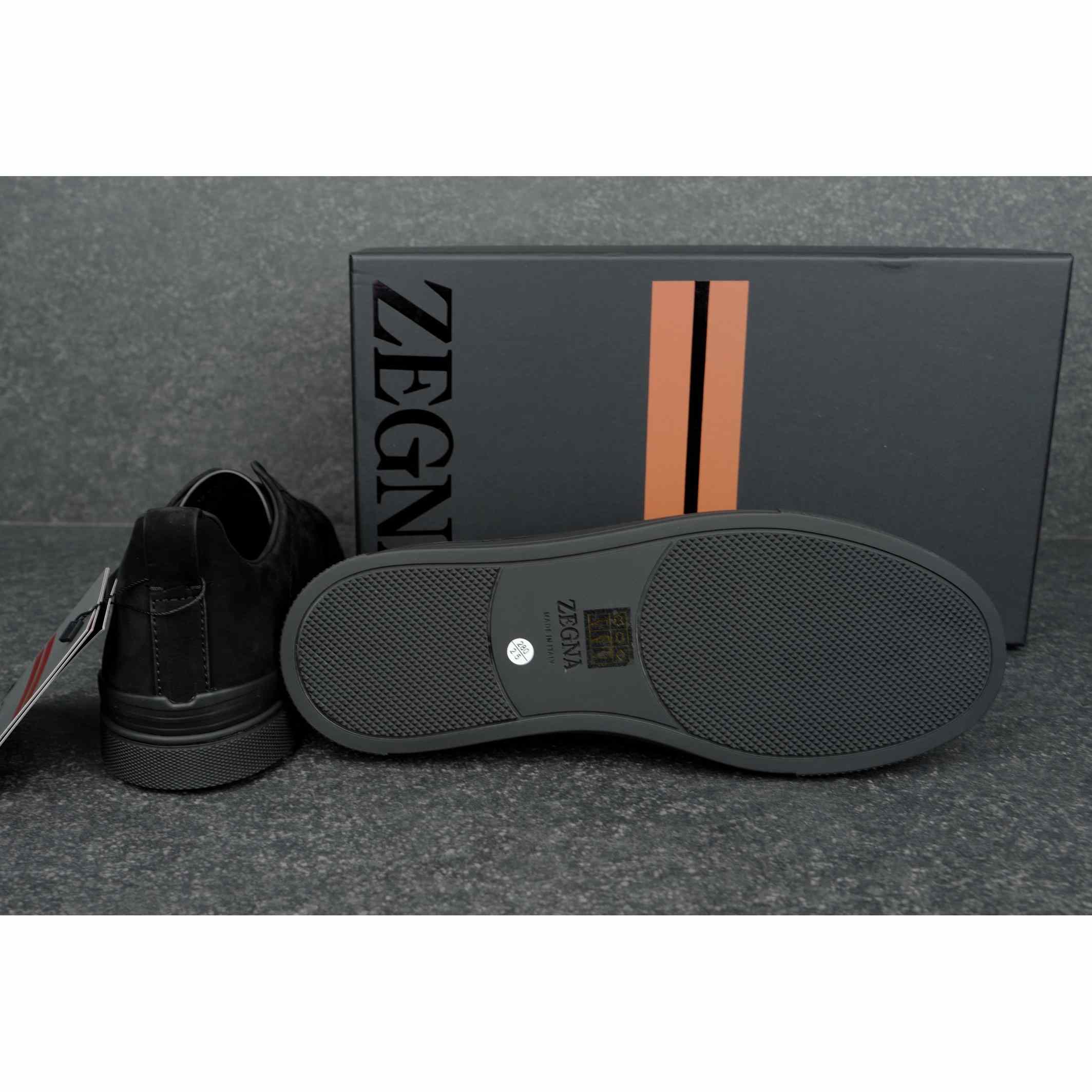 Zegna Black Triple Stitch™ SECONDSKIN Sneakers - DesignerGu