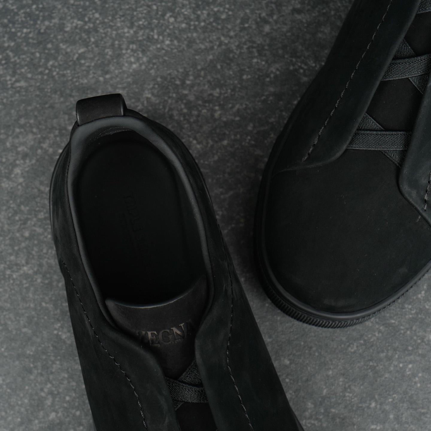 Zegna Black Triple Stitch™ SECONDSKIN Sneakers - DesignerGu