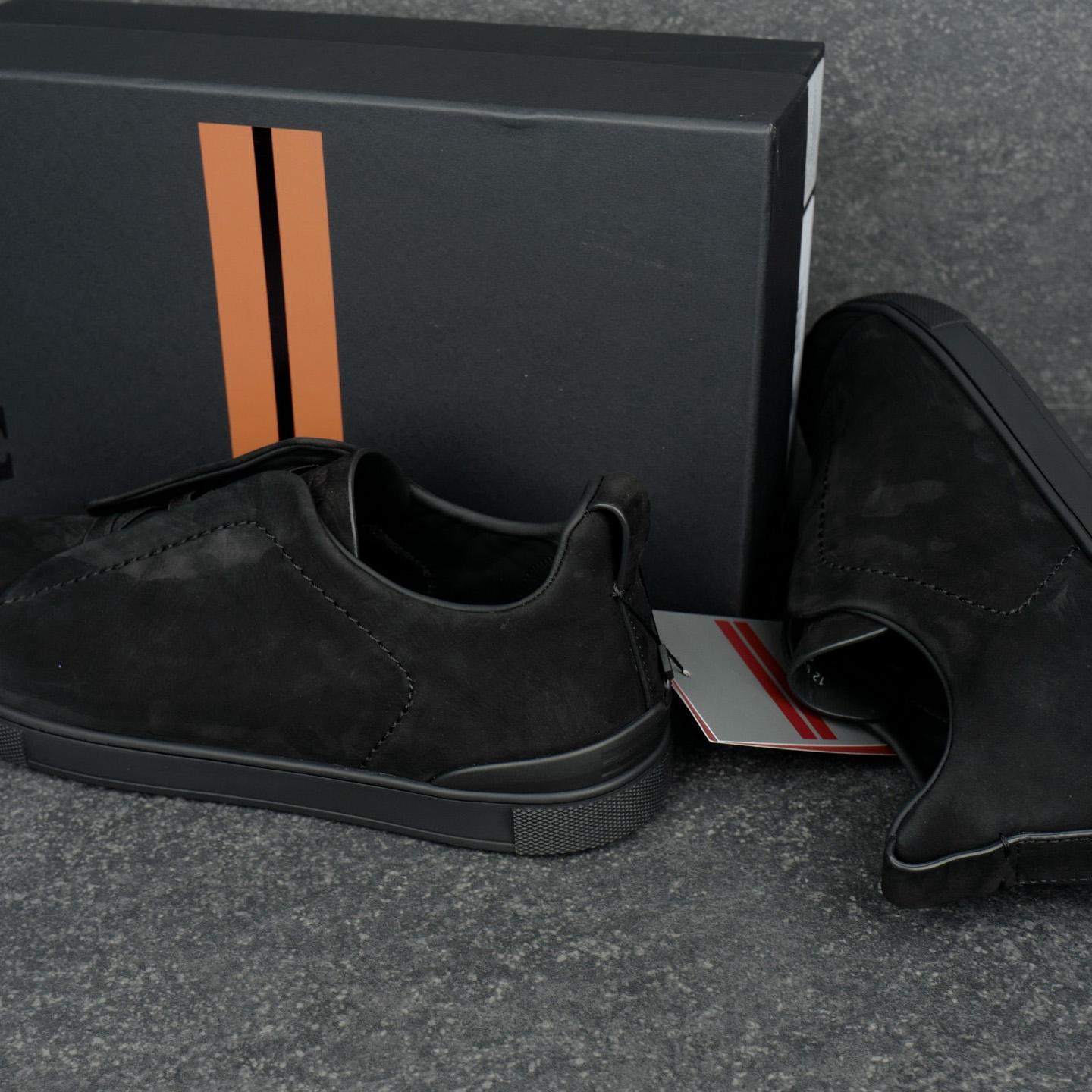 Zegna Black Triple Stitch™ SECONDSKIN Sneakers - DesignerGu