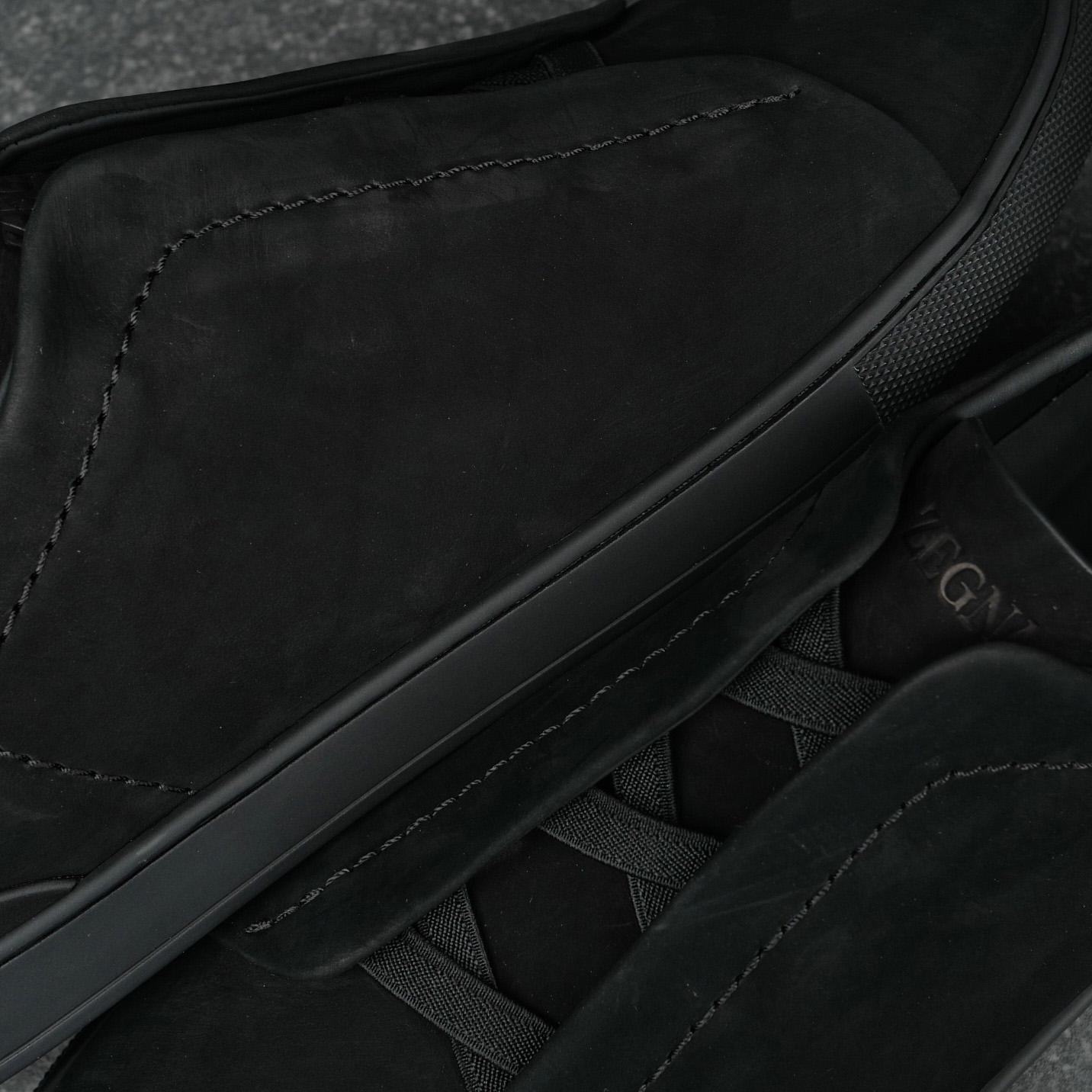 Zegna Black Triple Stitch™ SECONDSKIN Sneakers - DesignerGu