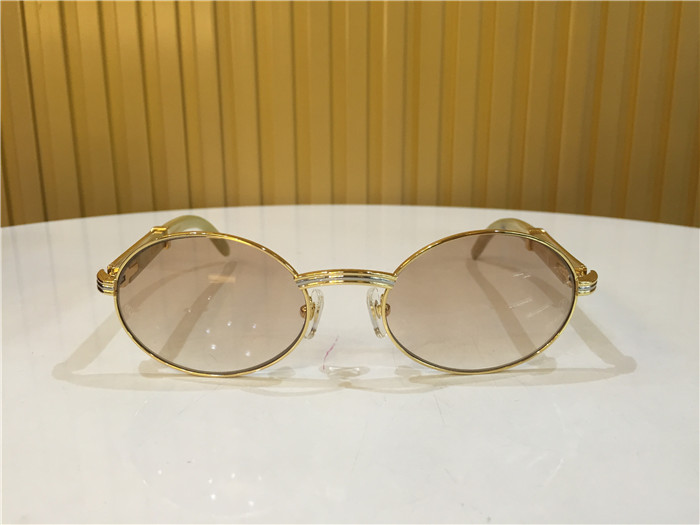 Cartier 7550178 55-22 White Curve Cattle Horn Sunglasses In Gold Brown - 