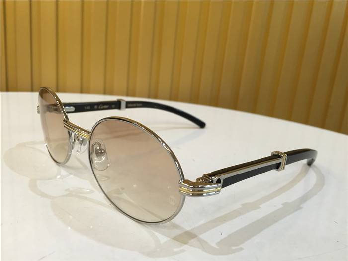 Cartier 7550178 55-22 Black Curve Cattle Horn Sunglasses In Silver Brown - 